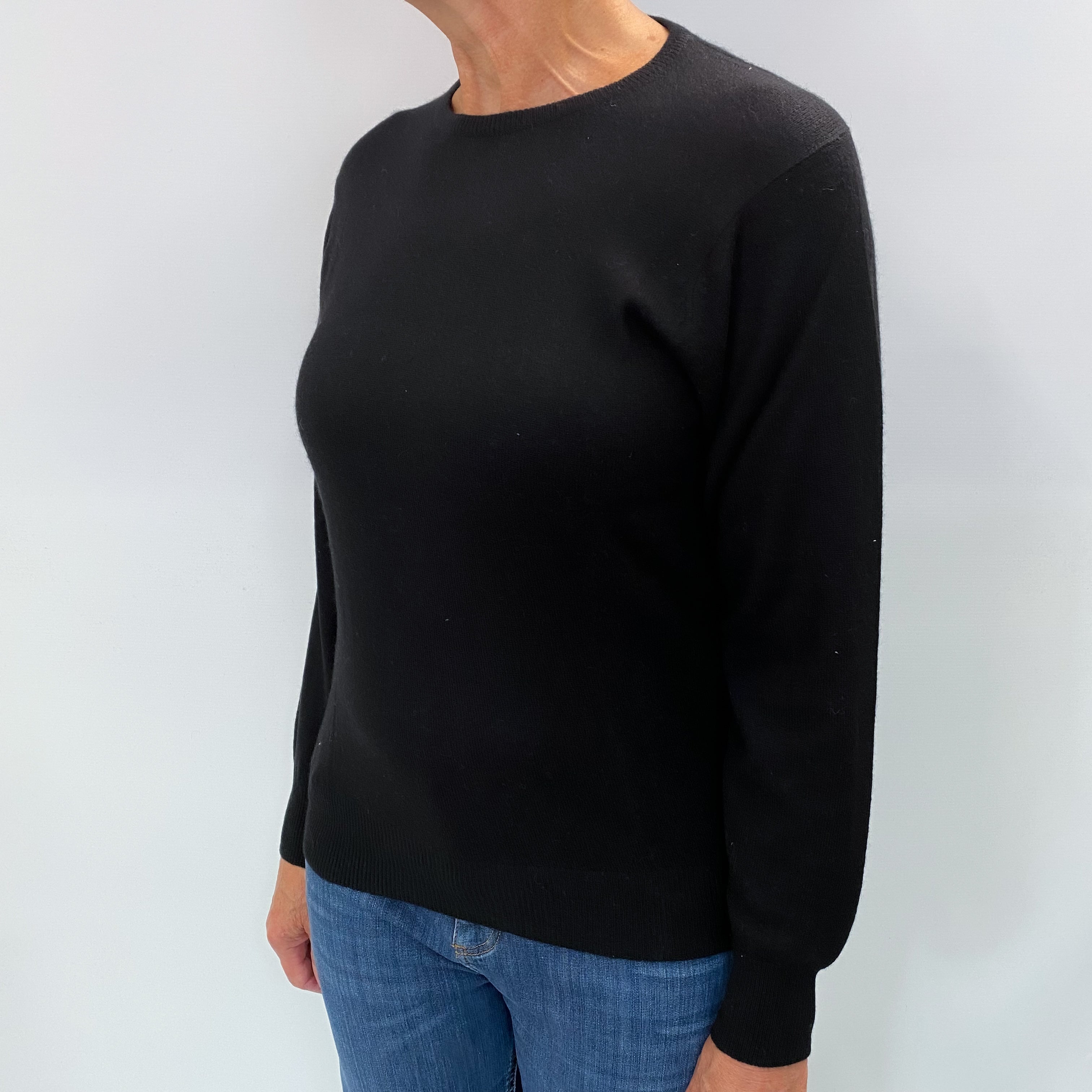 Black Cashmere Crew Neck Jumper Medium
