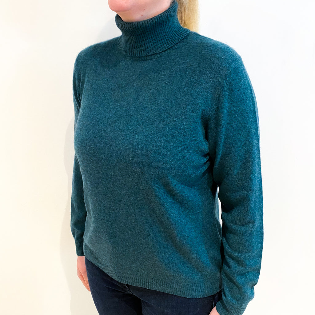 L.L Bean Forest Green Cashmere Polo Neck Jumper Large