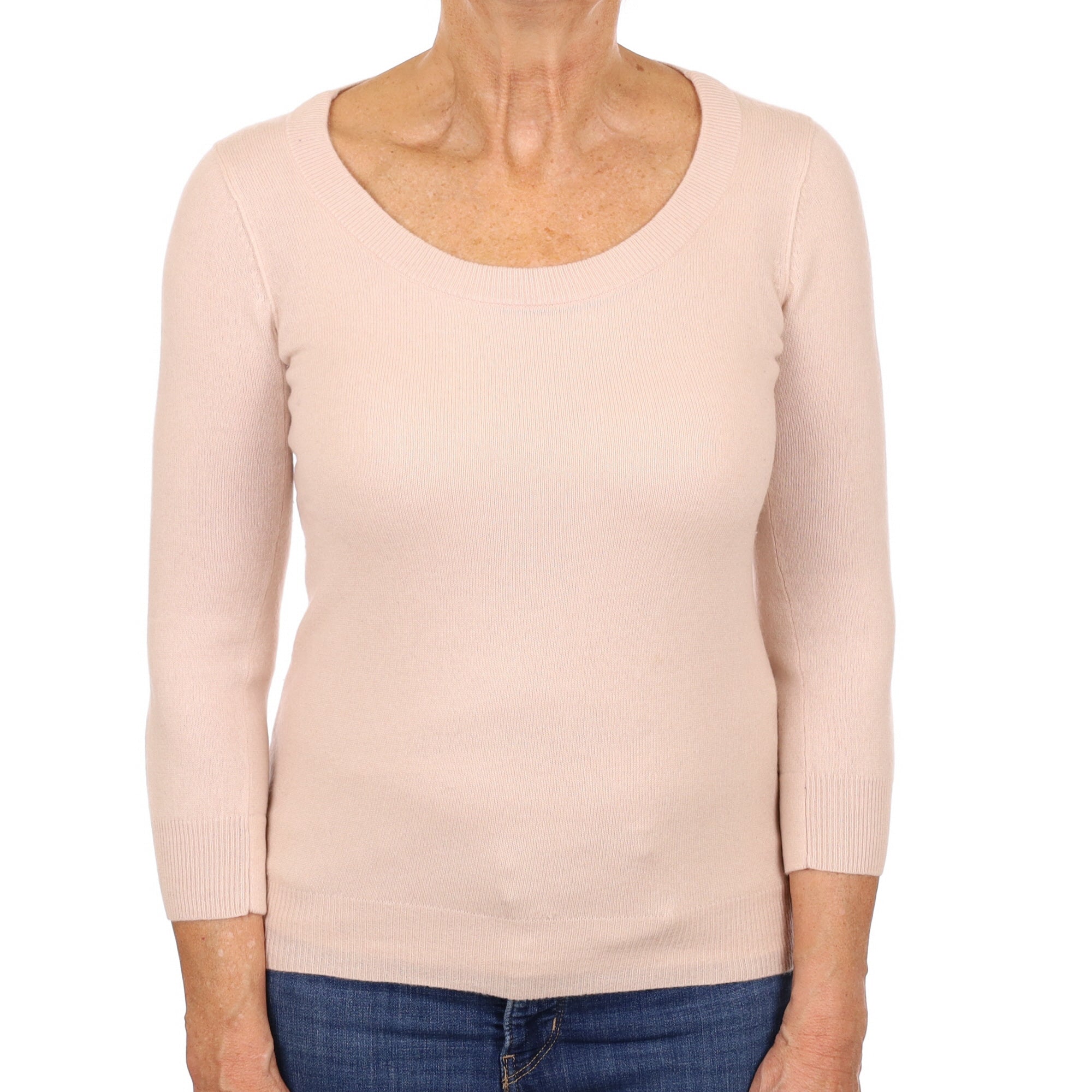 Jigsaw Nude Pink Cashmere Scoop Neck Jumper Medium