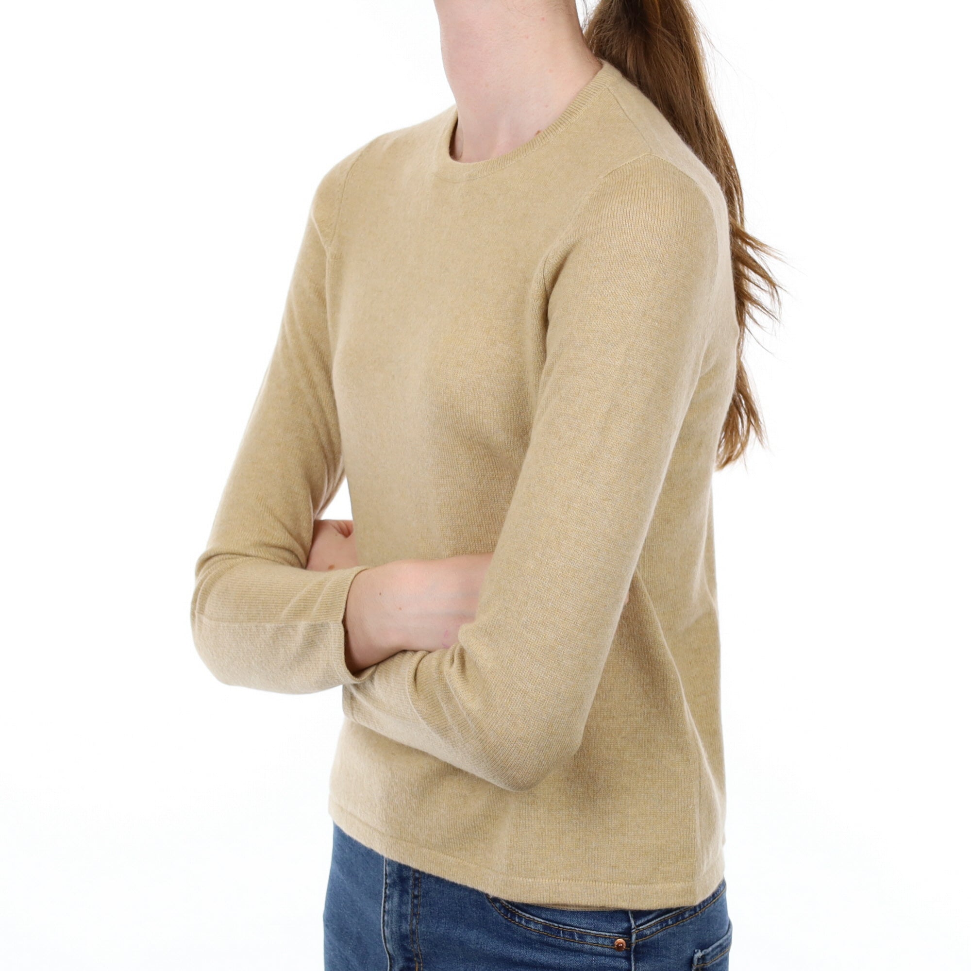 Sand Beige Cashmere Crew Neck Jumper Extra Small