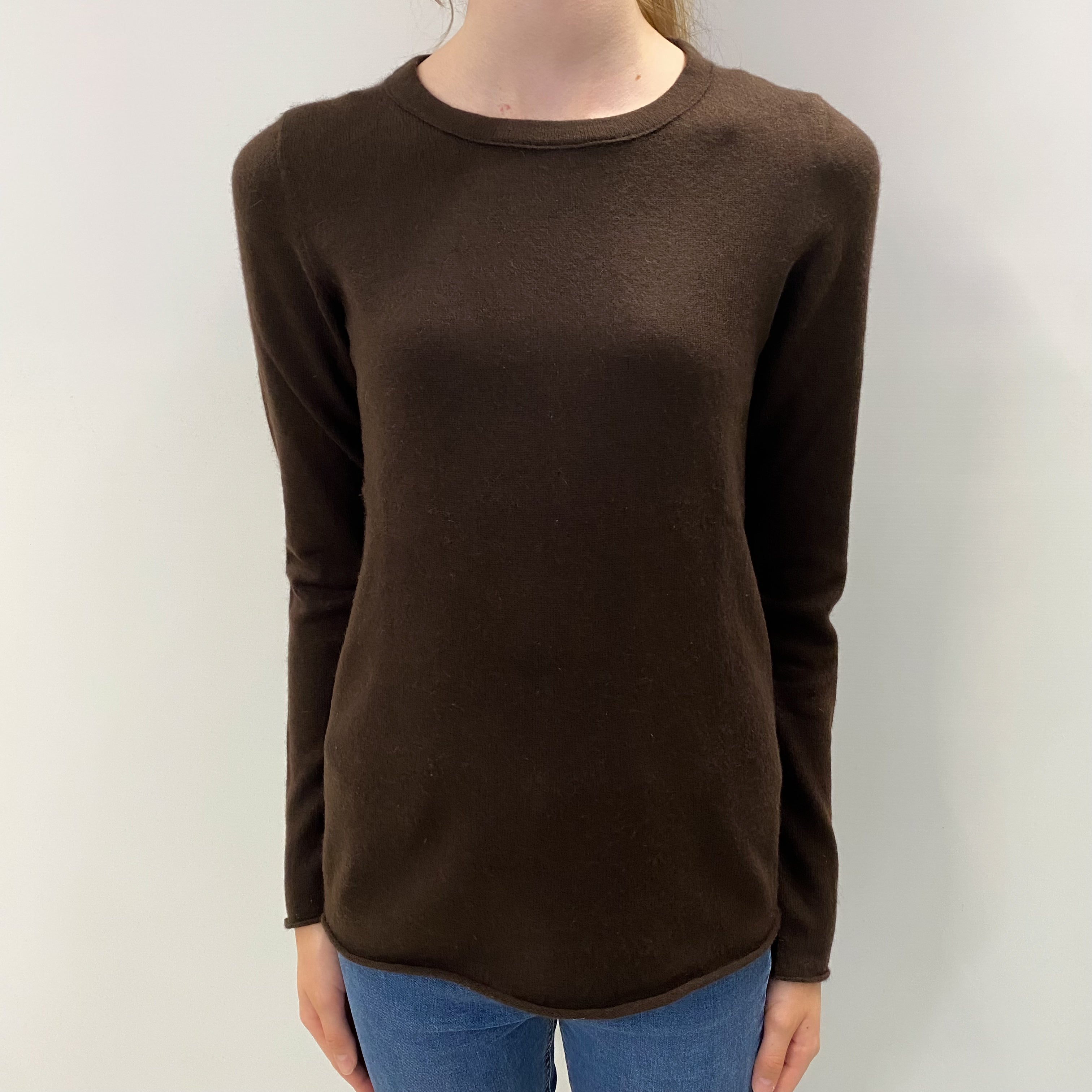 Peppercorn Brown Cashmere Crew Neck Jumper Extra Small