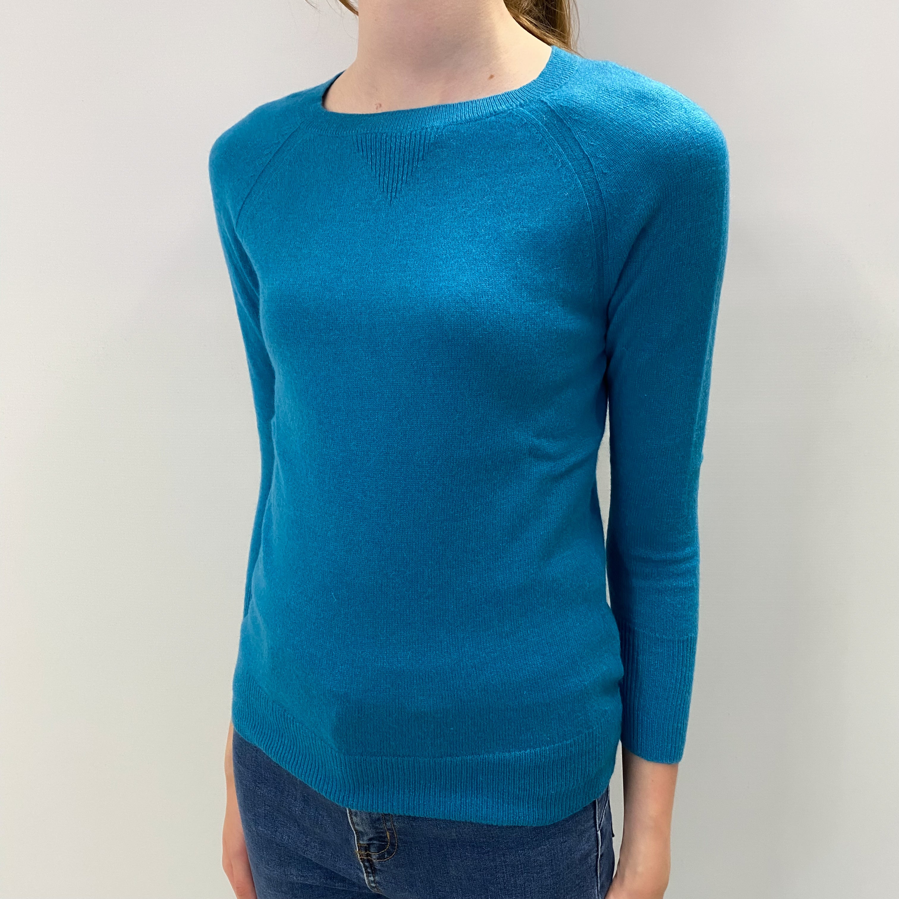 Ocean Blue Cashmere Crew Neck Jumper Extra Small