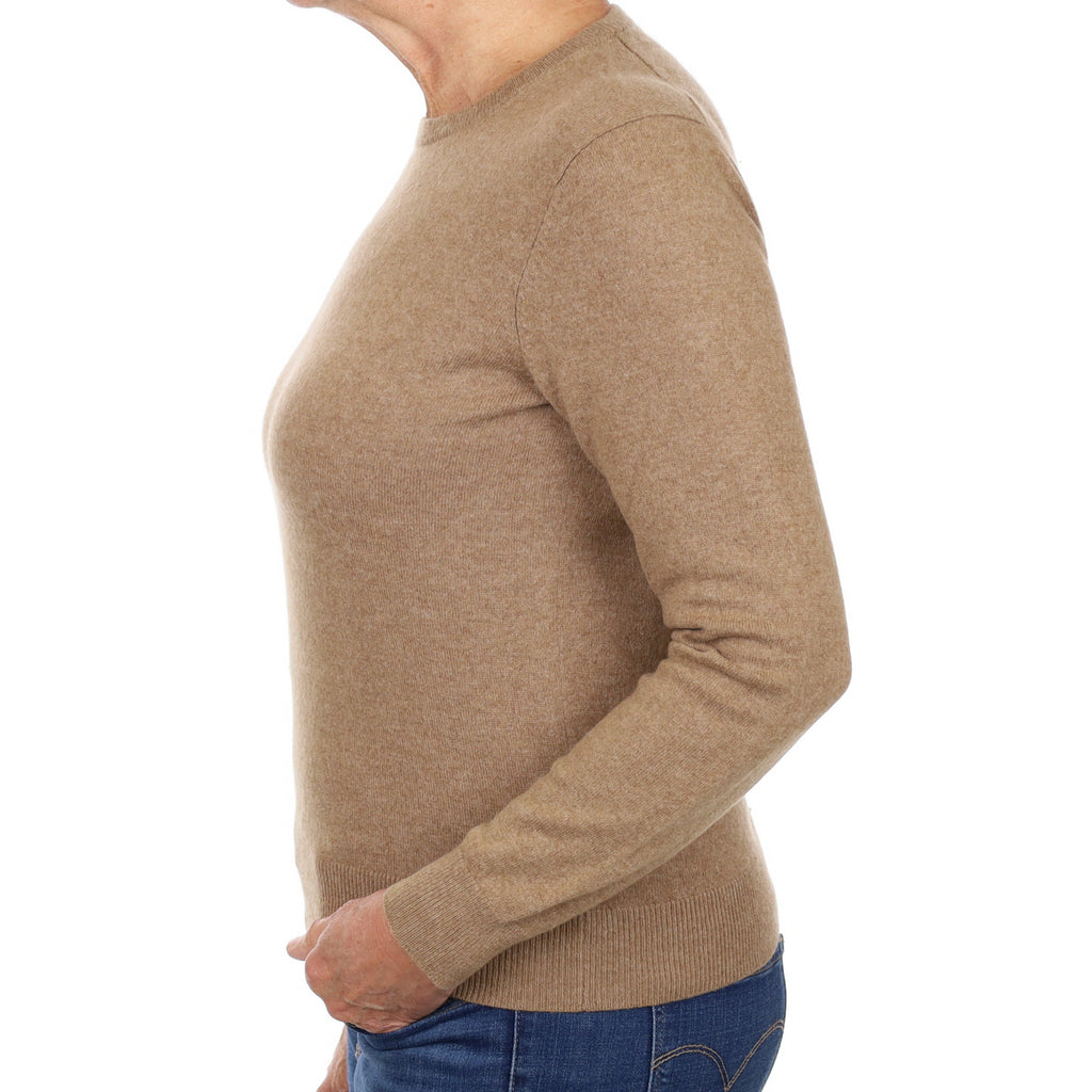 Toffee Brown Cashmere Crew Neck Jumper Medium