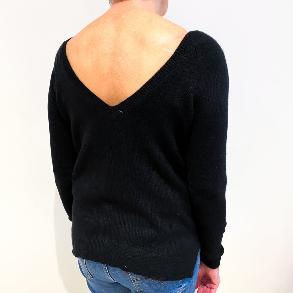Black Cashmere V Neck Jumper Medium