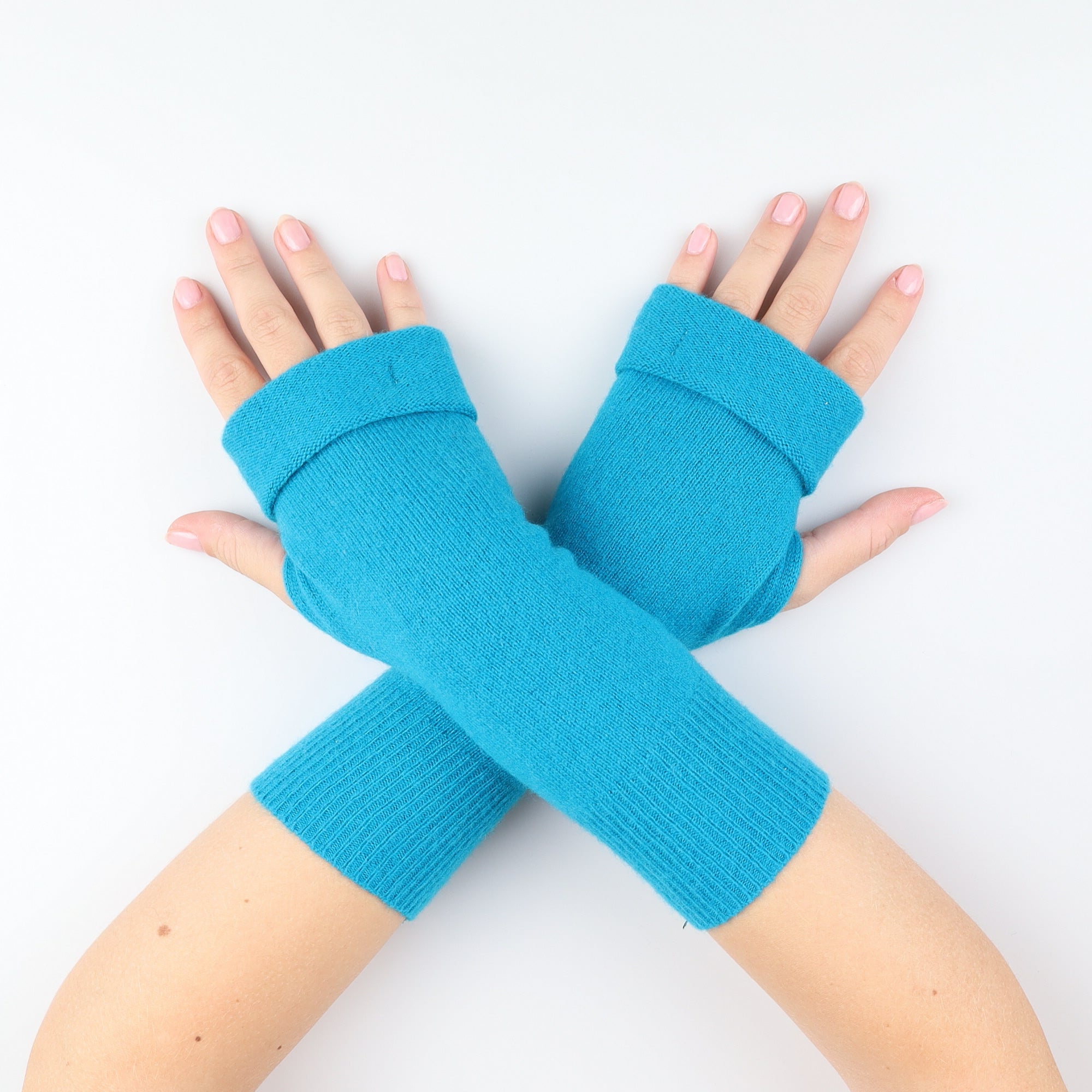 Turquoise Blue Fingerless Gloves