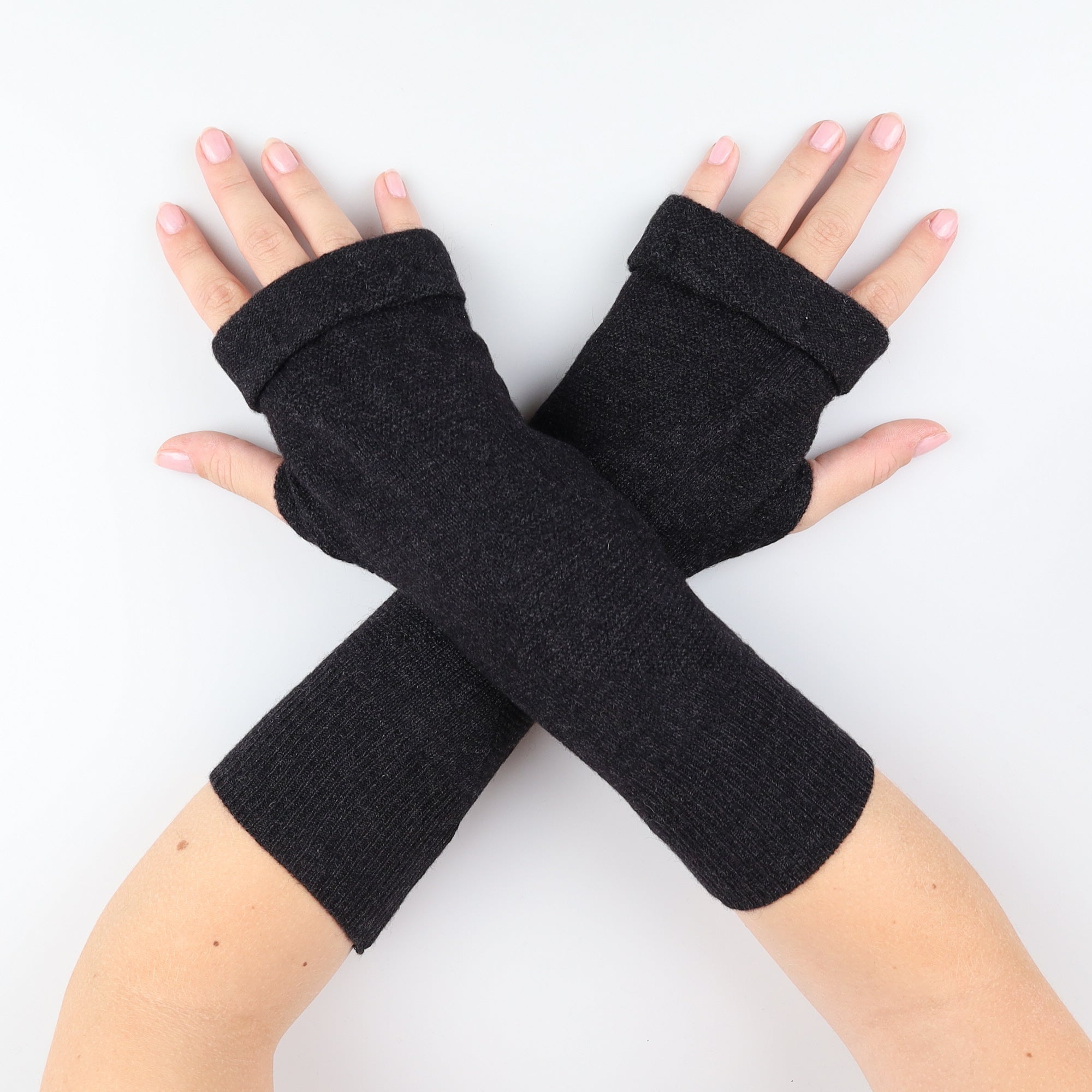 Graphite Grey Textured Fingerless Gloves