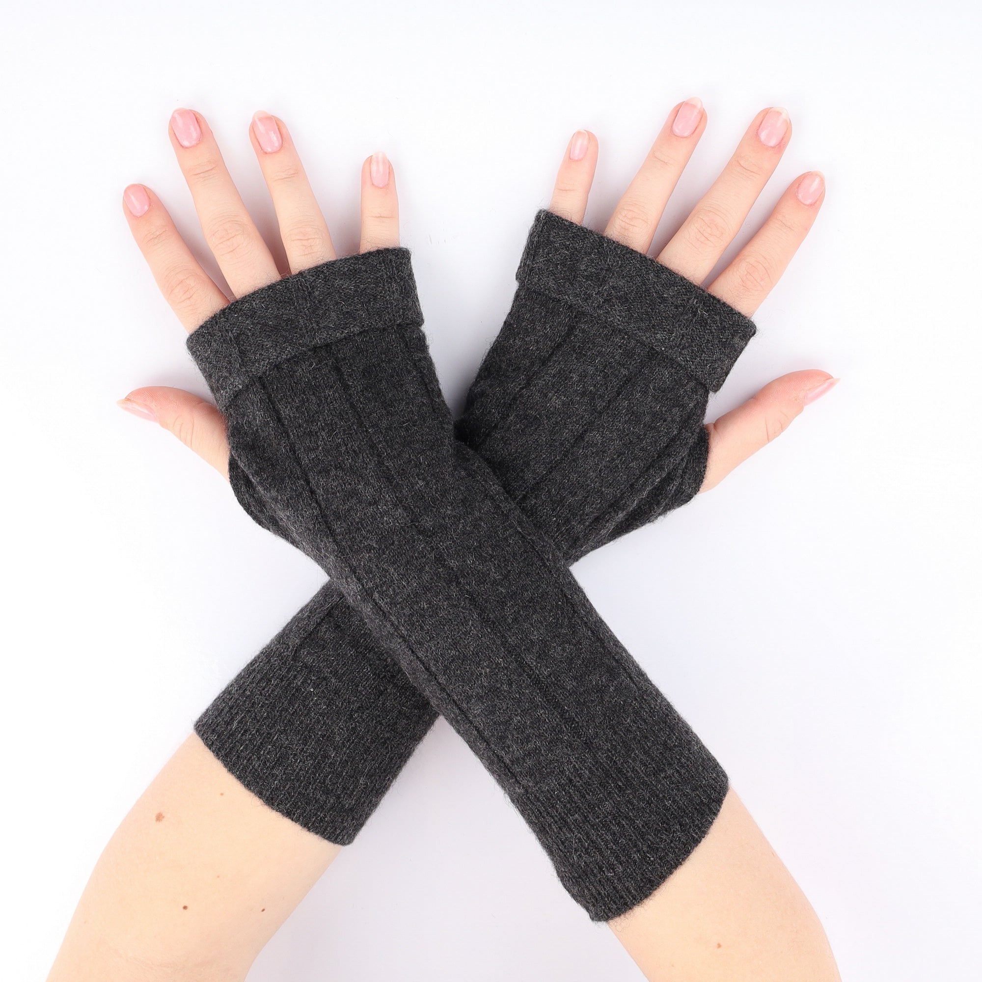 Charcoal Grey Textured Fingerless Gloves