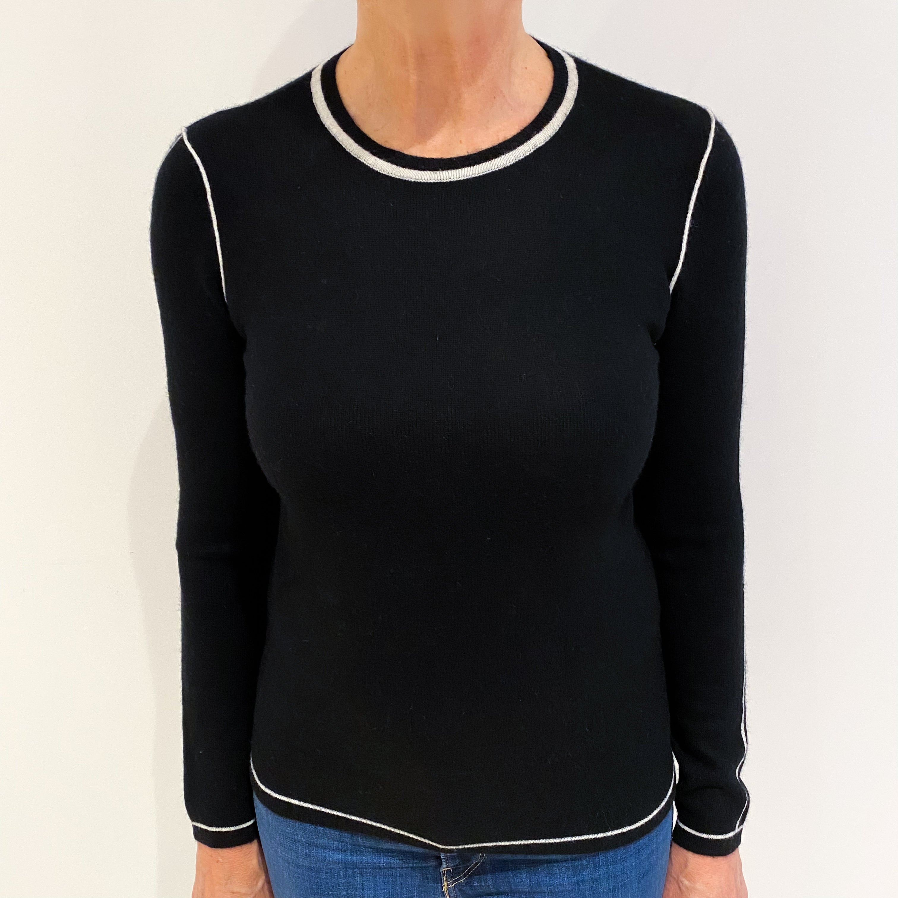 Black Cashmere Crew Neck Jumper Medium
