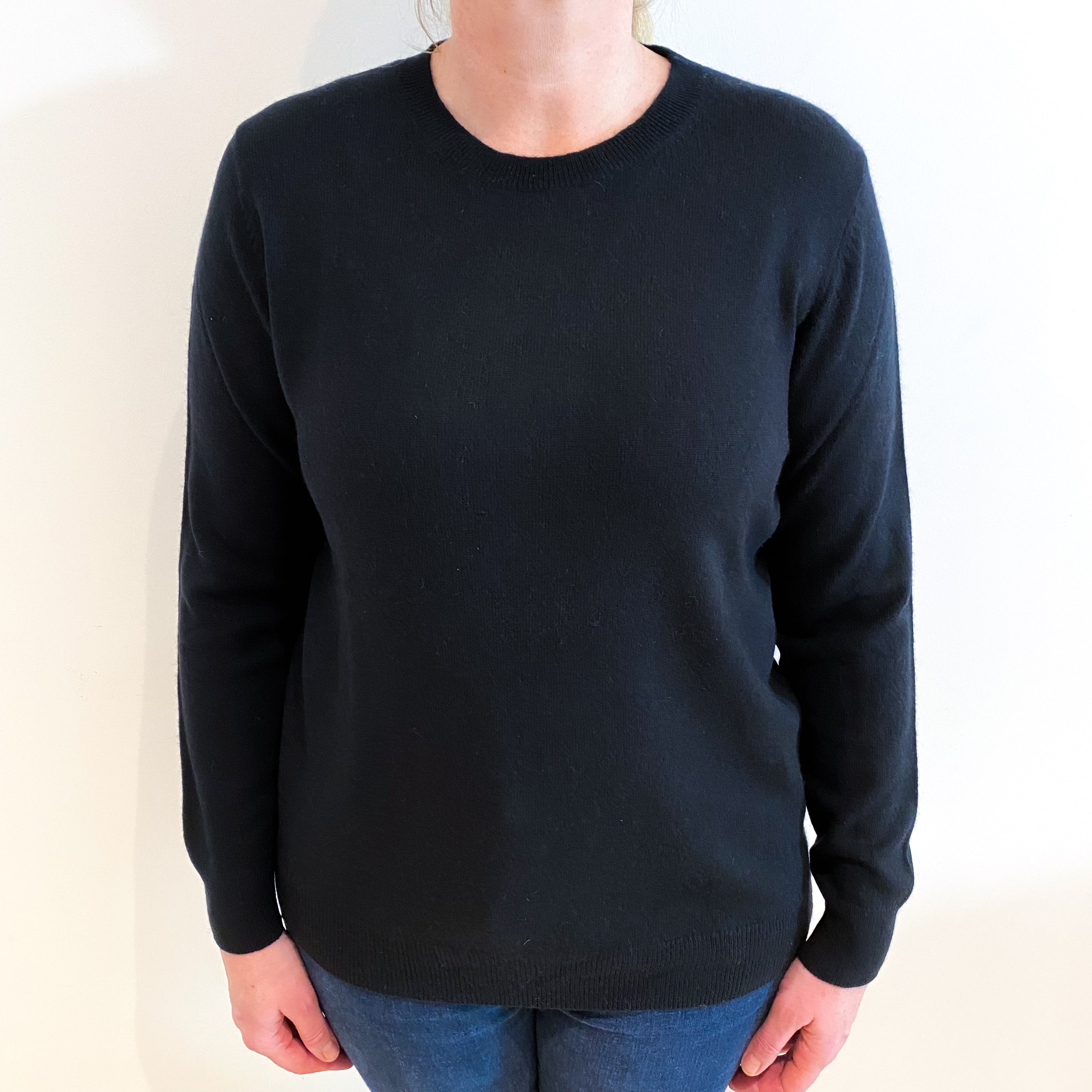 Black Cashmere Crew Neck Jumper Large