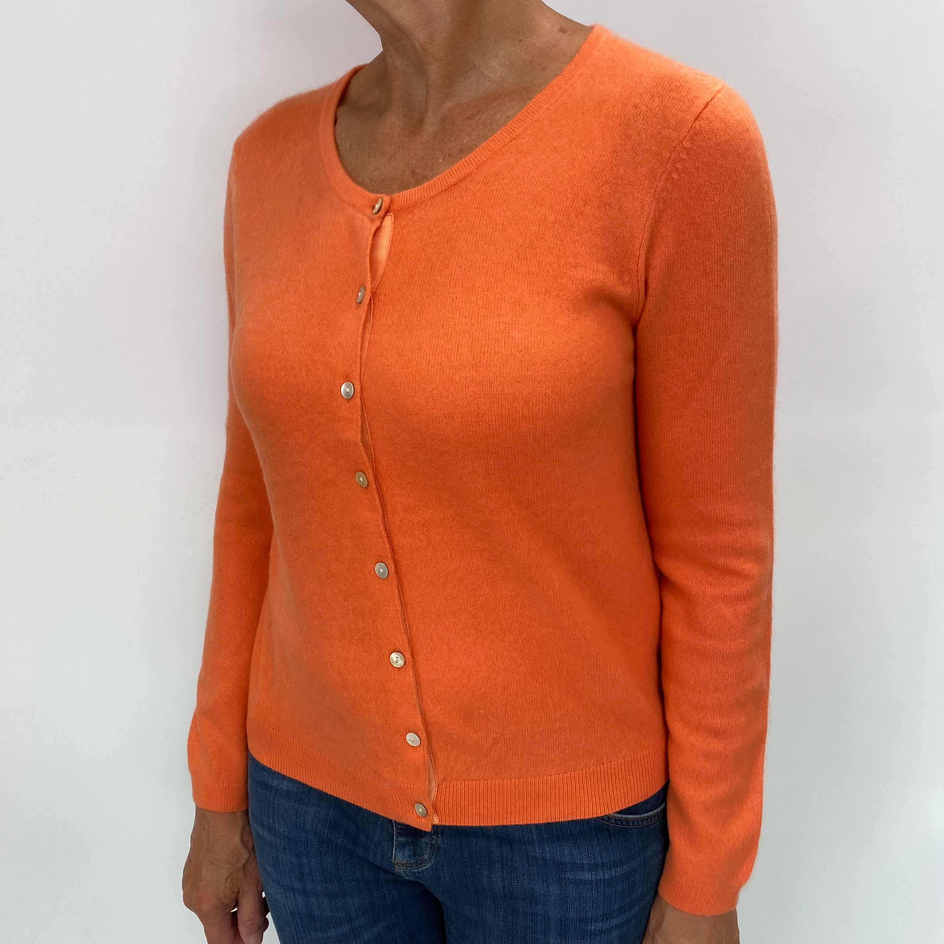 Crab Orange Cashmere Cardigan Medium