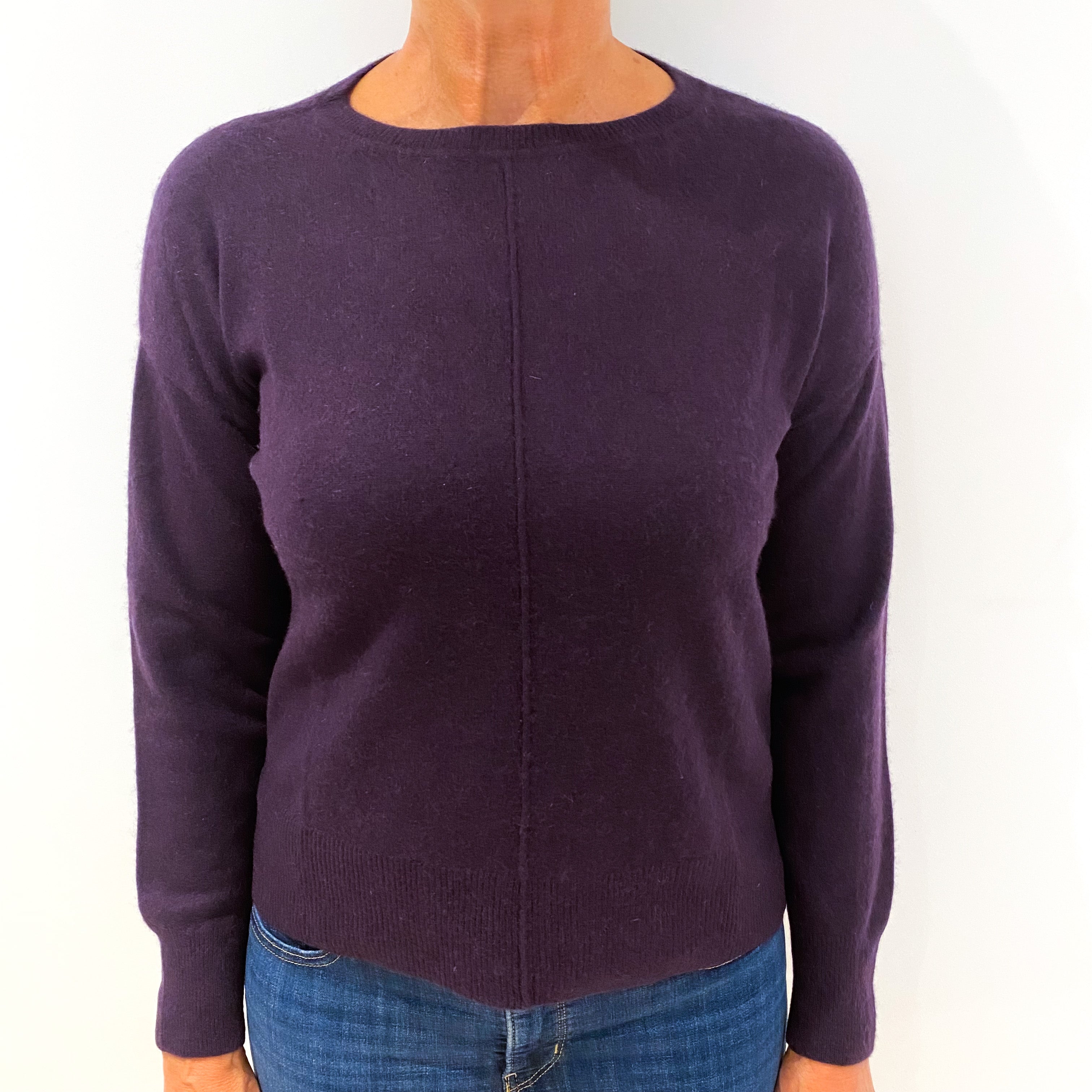 Plum Purple Cashmere Crew Neck Jumper Medium