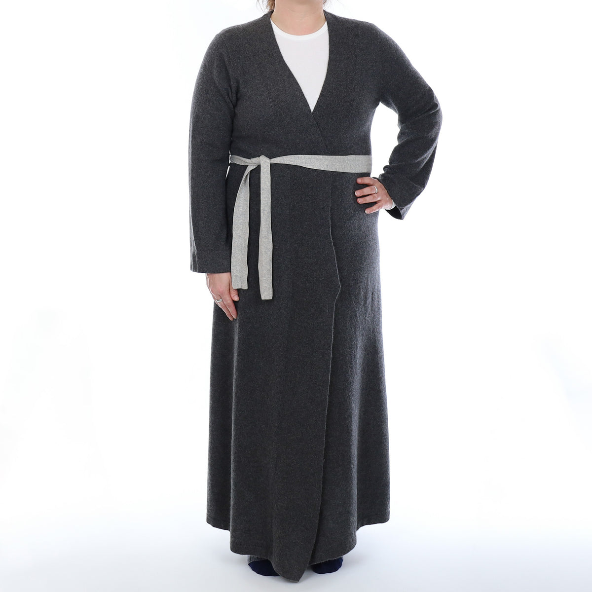 Slate Grey Cashmere Dressing Gown Large
