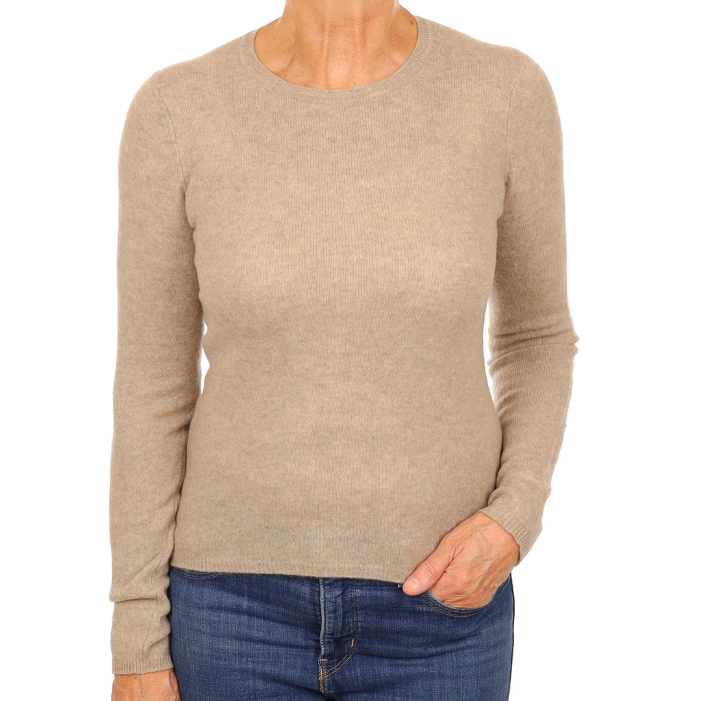 Biscuit Brown Cashmere Crew Neck Jumper Medium