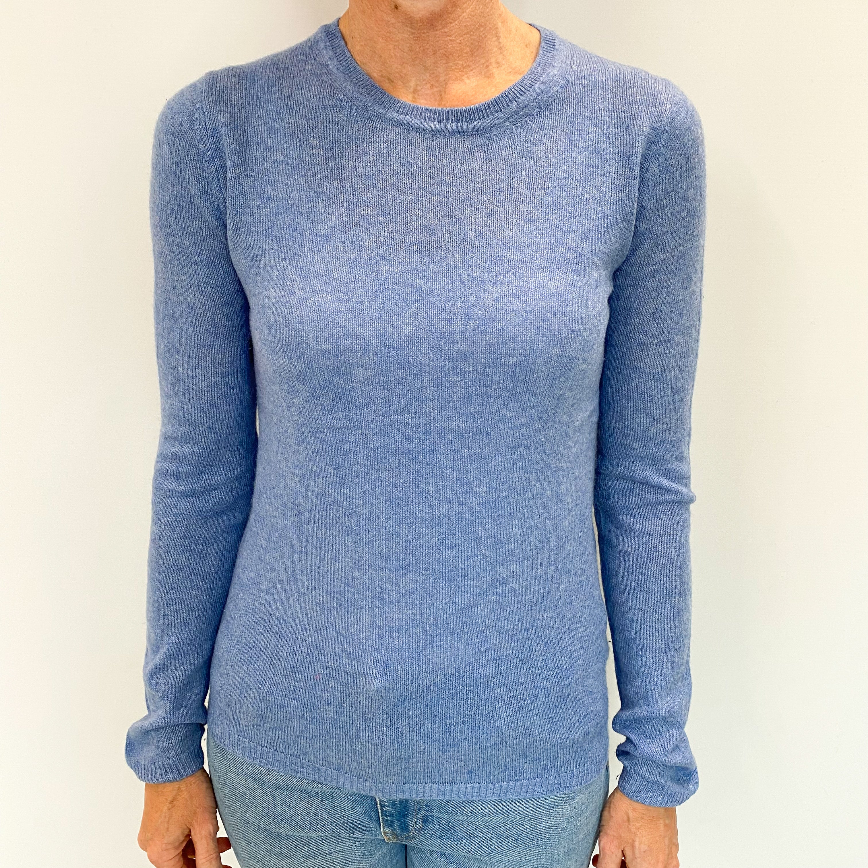 Denim Blue Cashmere Crew Neck Jumper Small