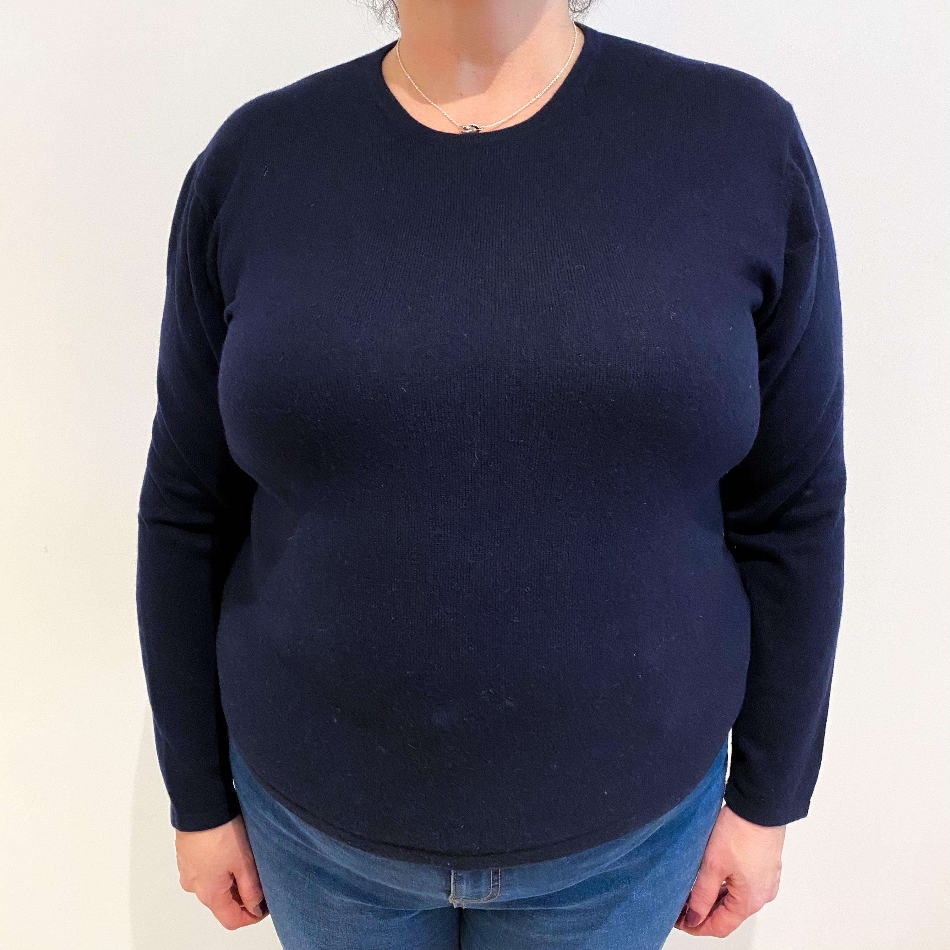 Navy Cashmere Crew Neck Jumper Extra Large