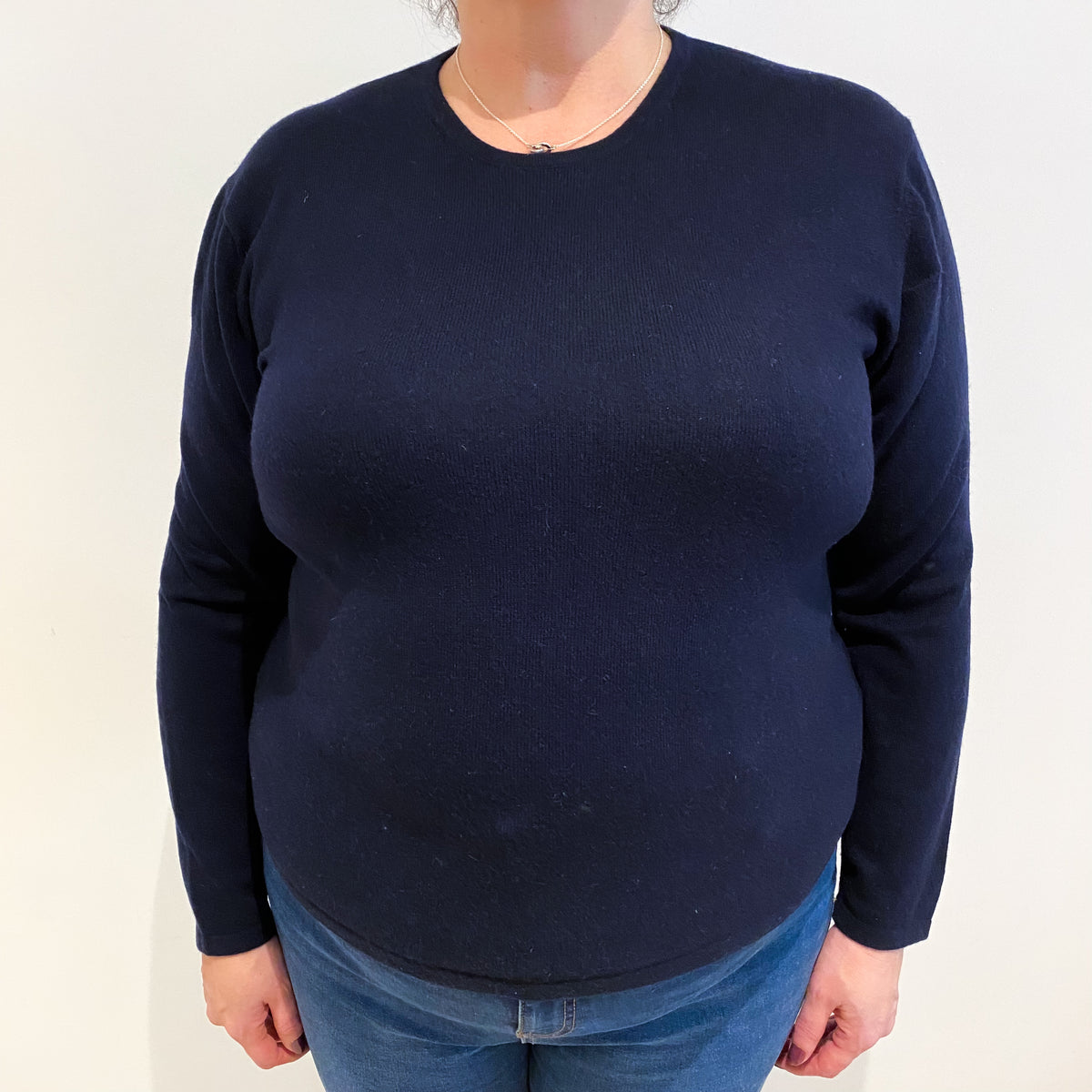 Navy Cashmere Crew Neck Jumper Extra Large