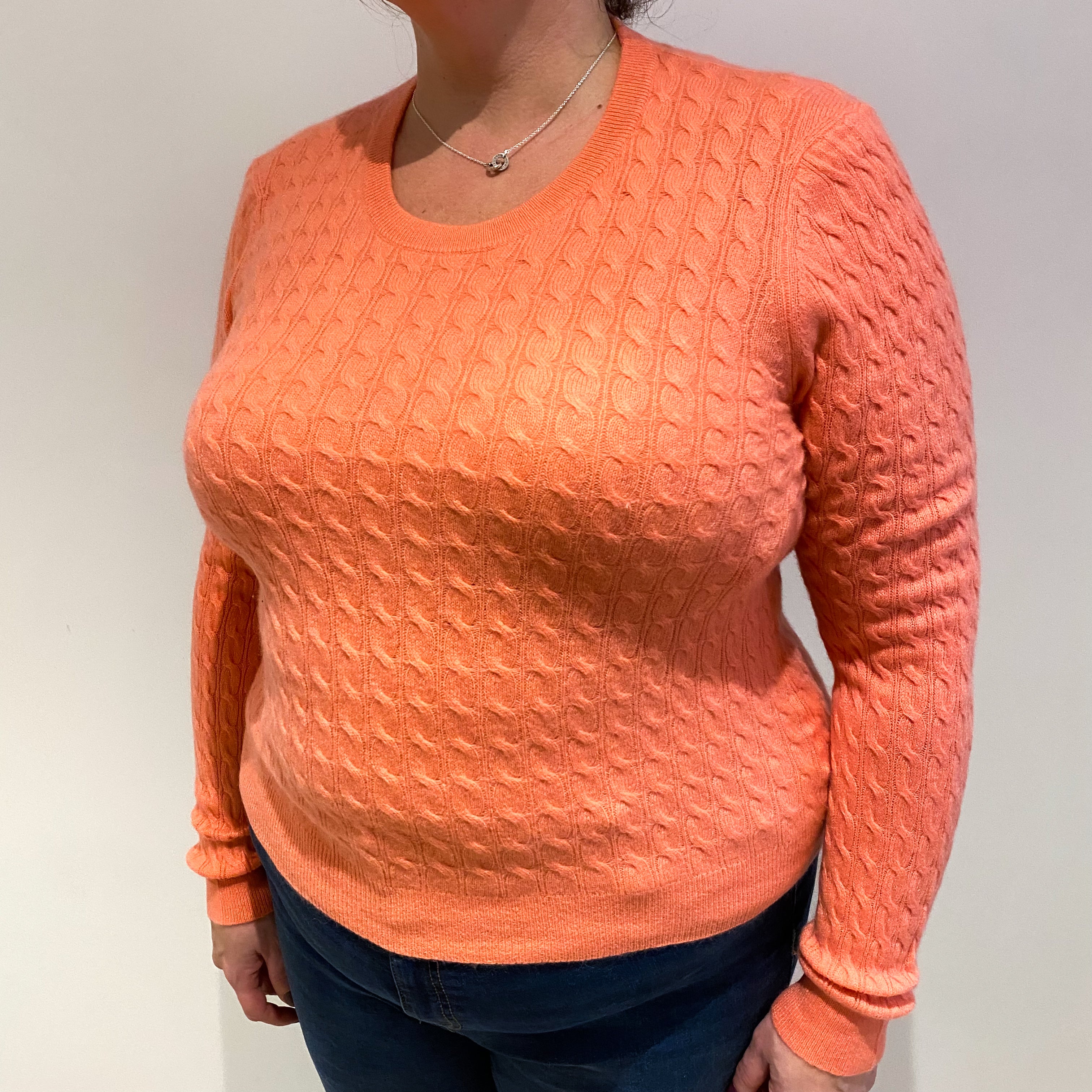 Flamingo Pink Cashmere Crew Neck Jumper Extra Large
