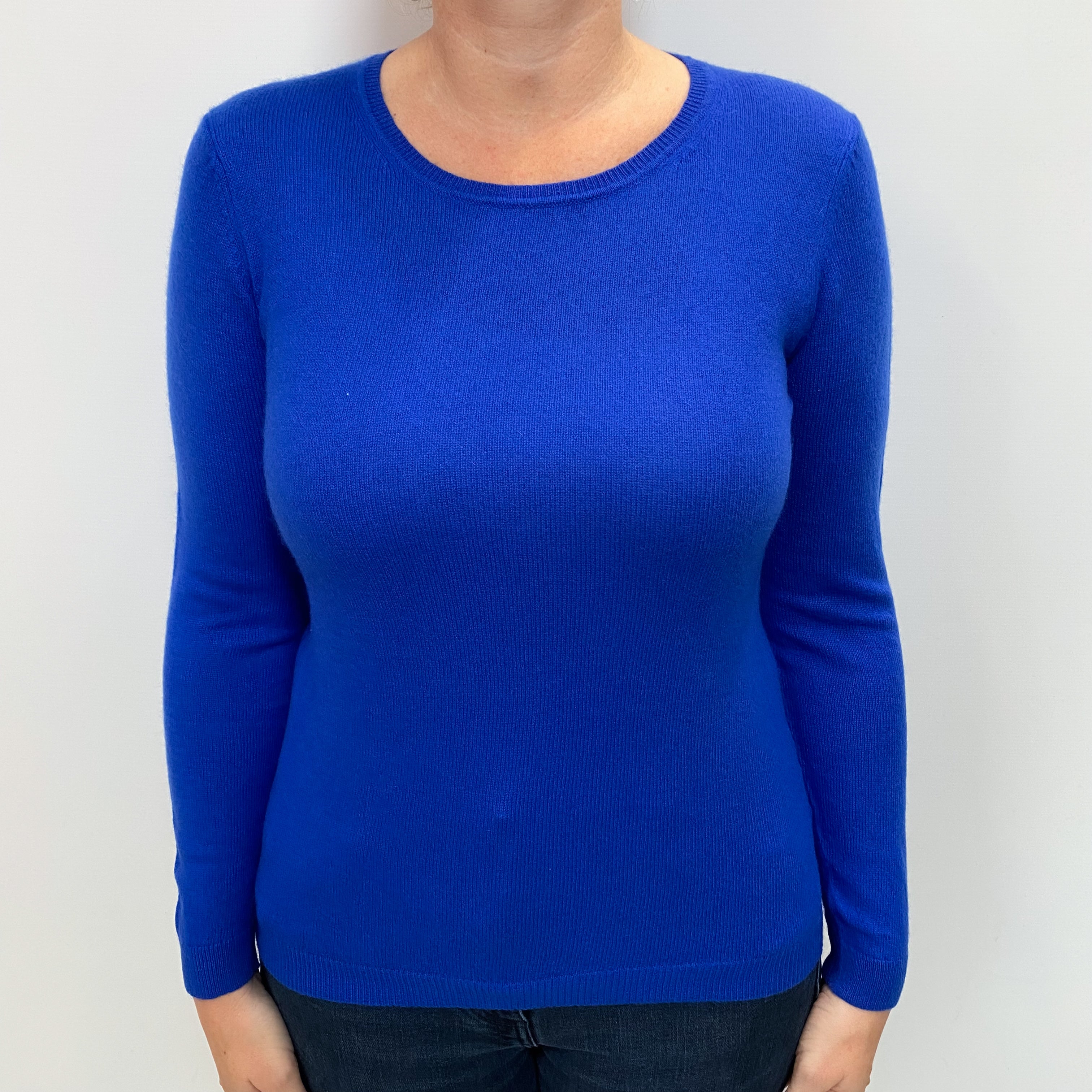 Cobalt Blue Cashmere Crew Neck Jumper Large