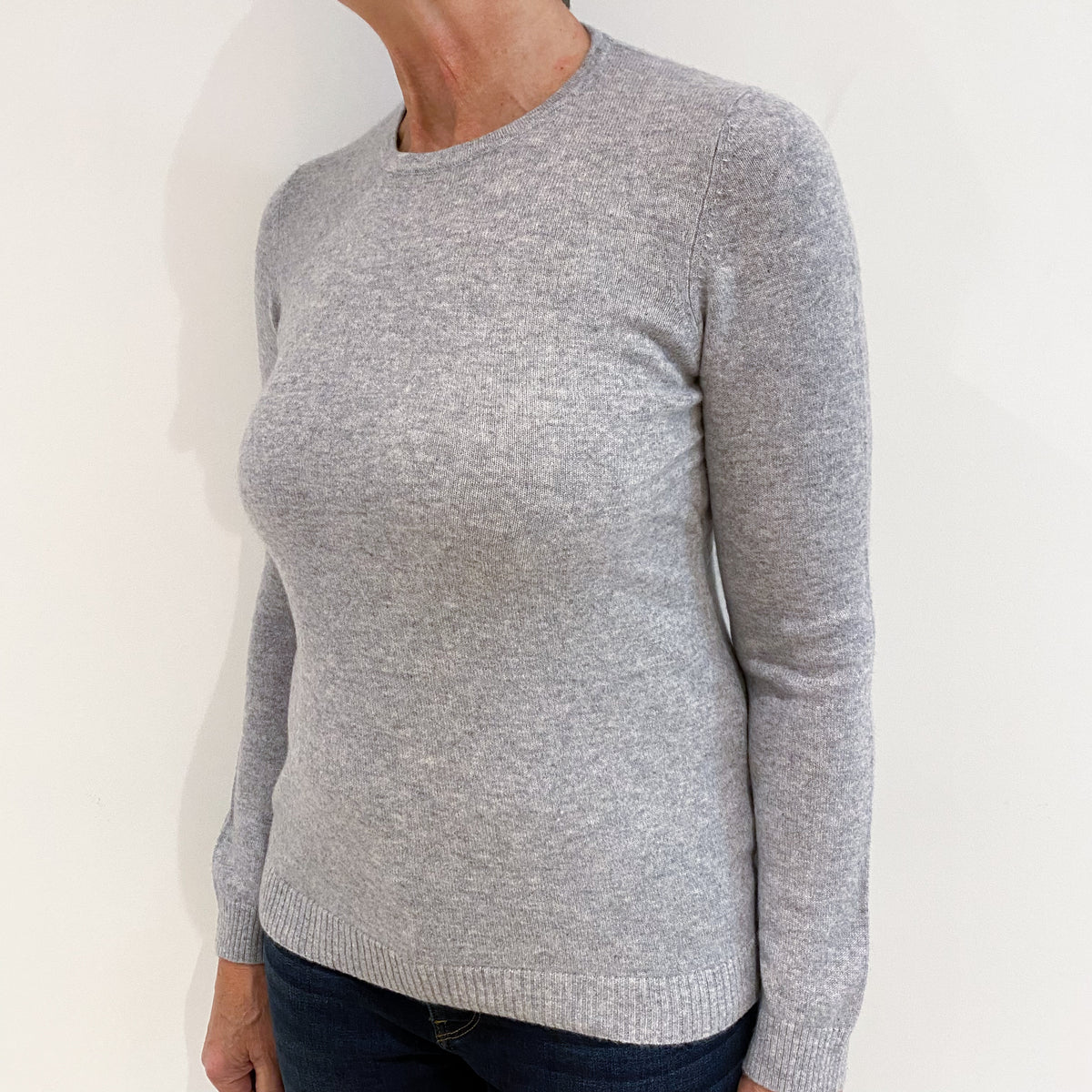Smoke Grey Cashmere Crew Neck Jumper Medium