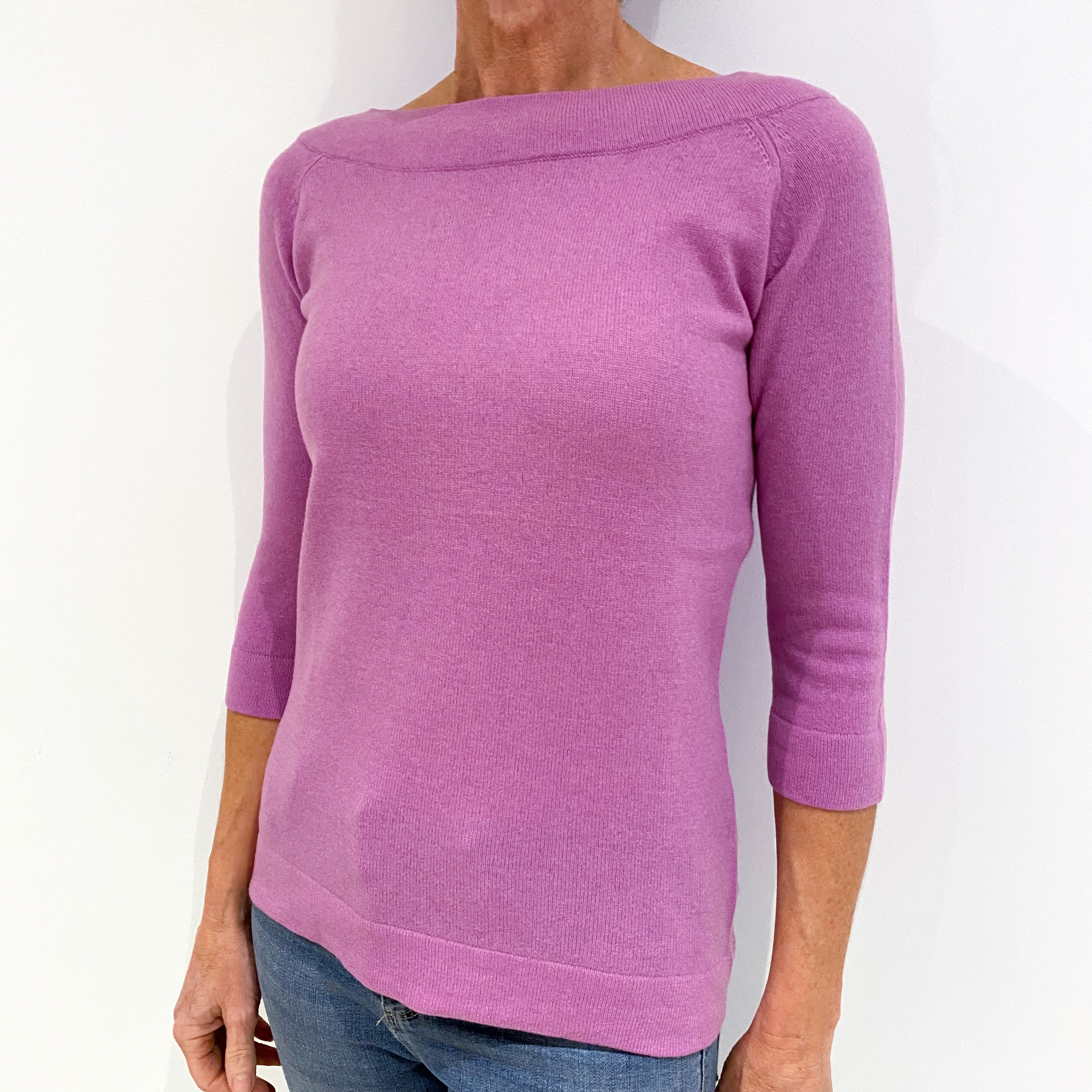 Lavender Purple Cashmere Crew Neck Jumper Small
