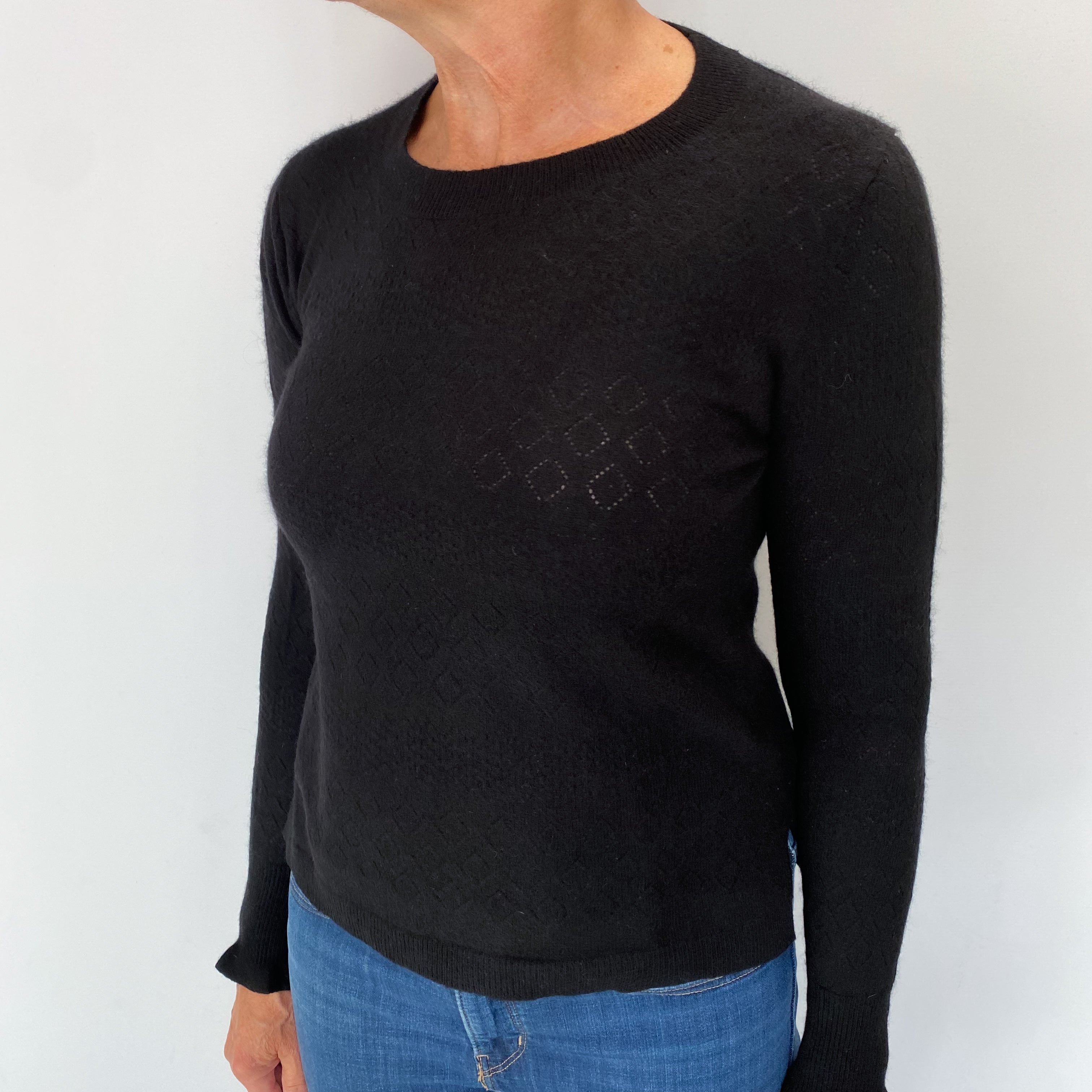 Black Cashmere Crew Neck Jumper Medium