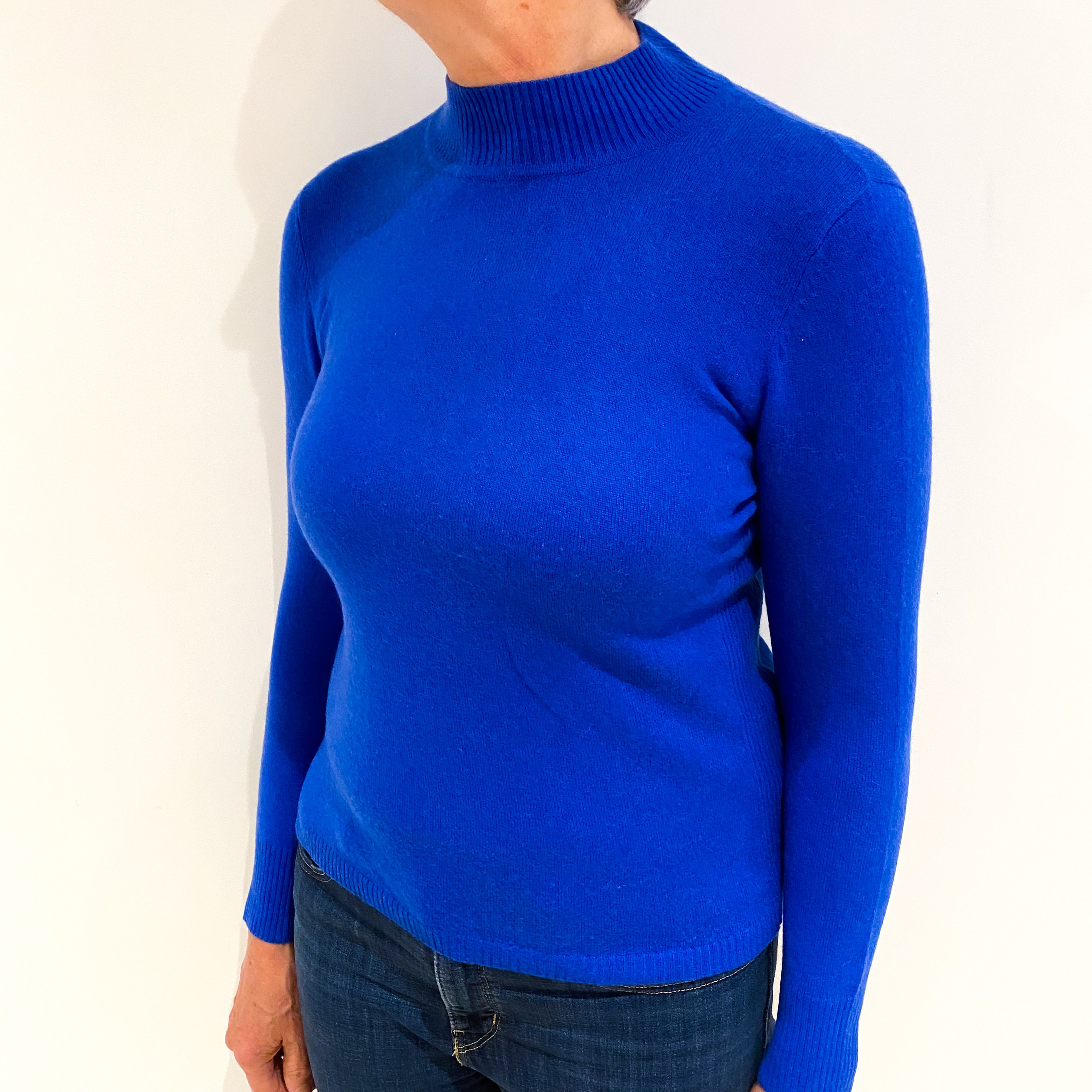 Cobalt Blue Cashmere Turtle Neck Jumper Medium