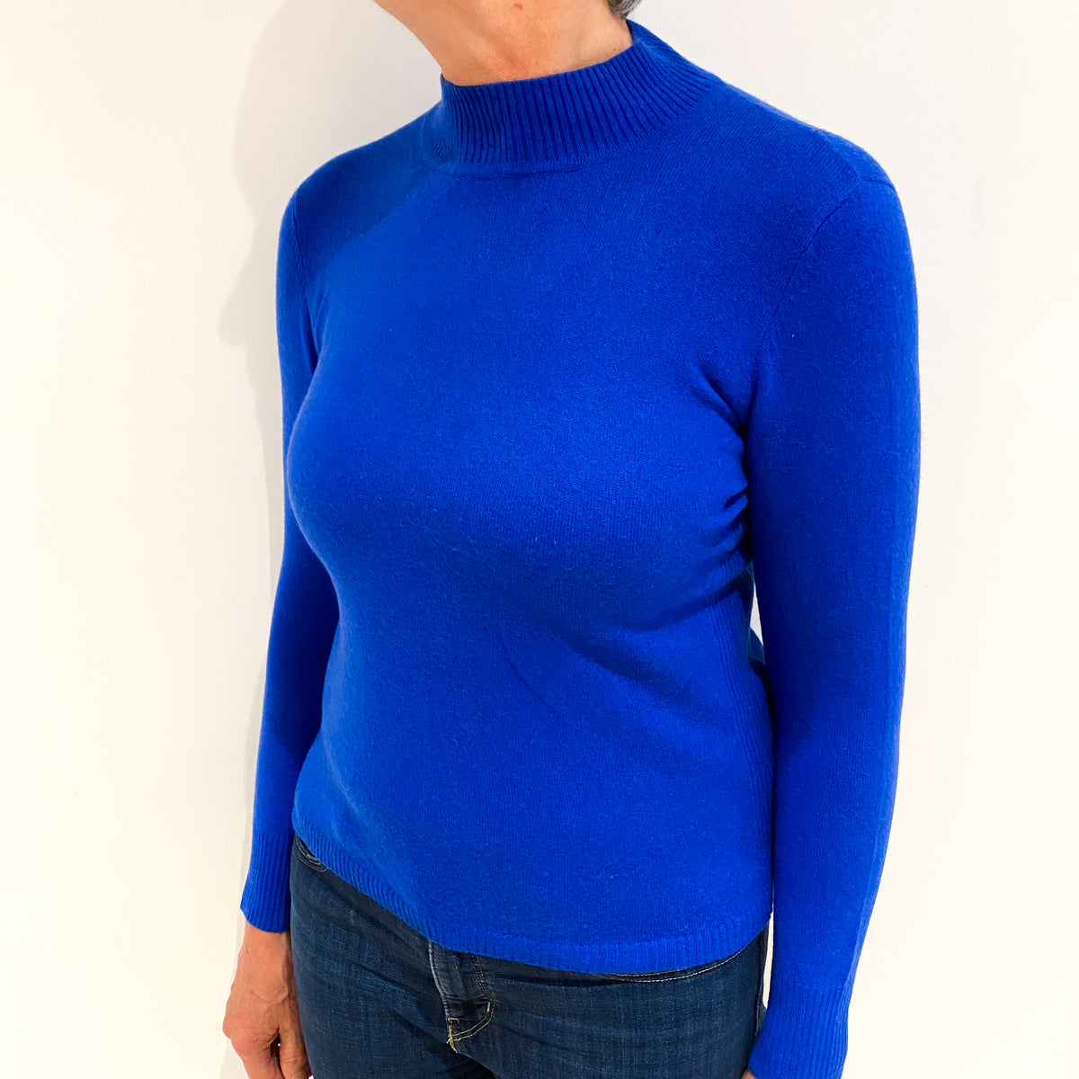 Cobalt Blue Cashmere Turtle Neck Jumper Medium