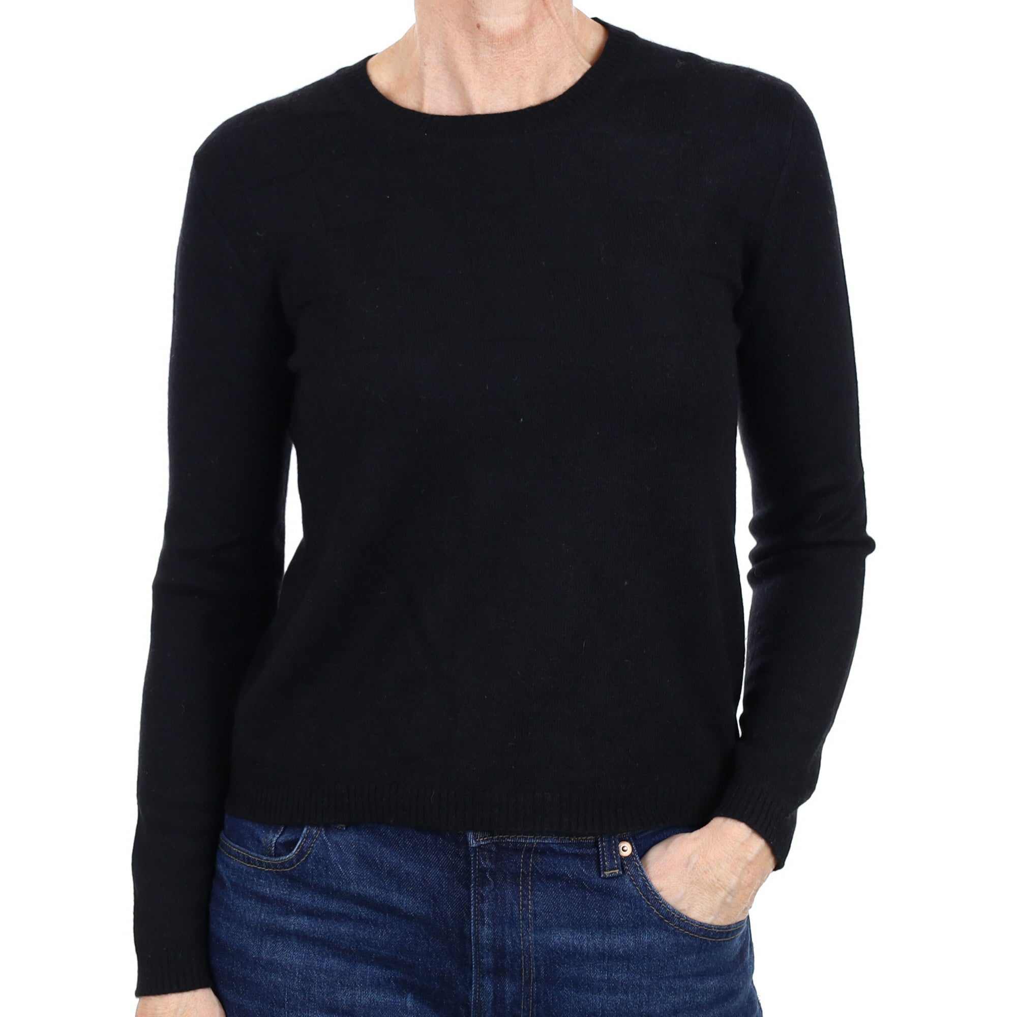 Black Cashmere Crew Neck Jumper Small