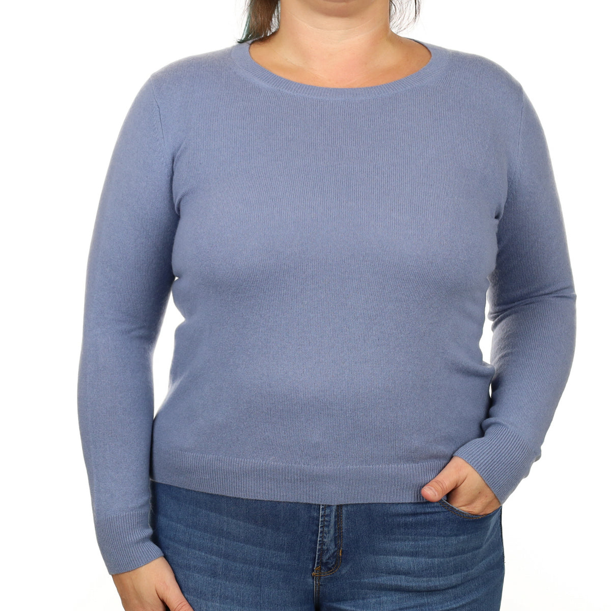 Denim Blue Cashmere Crew Neck Jumper Large