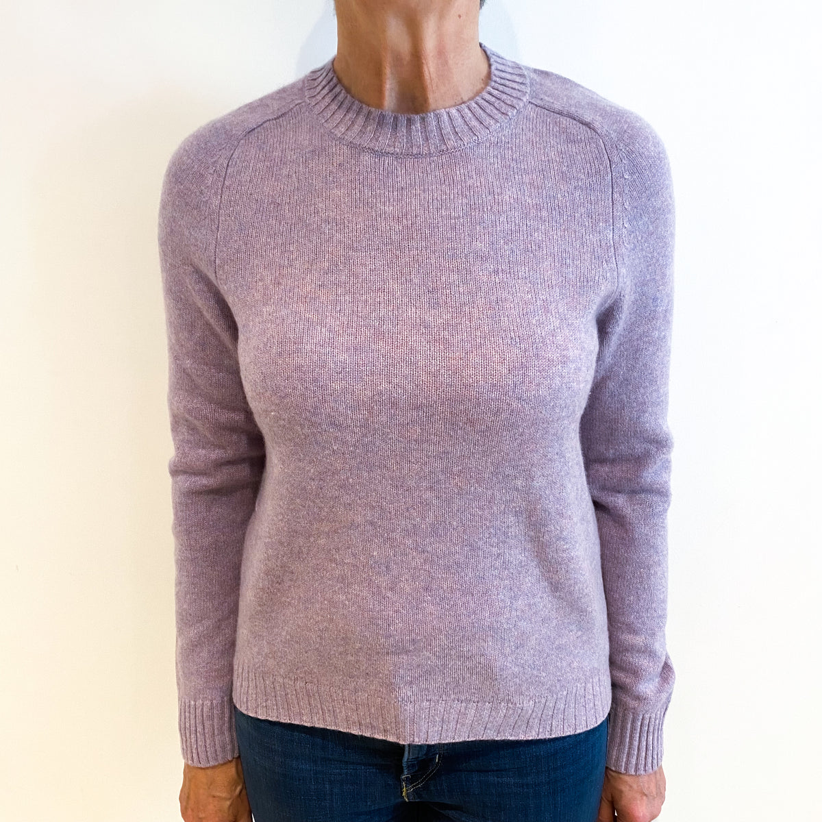 Lavender Marl Cashmere Crew Neck Jumper Medium