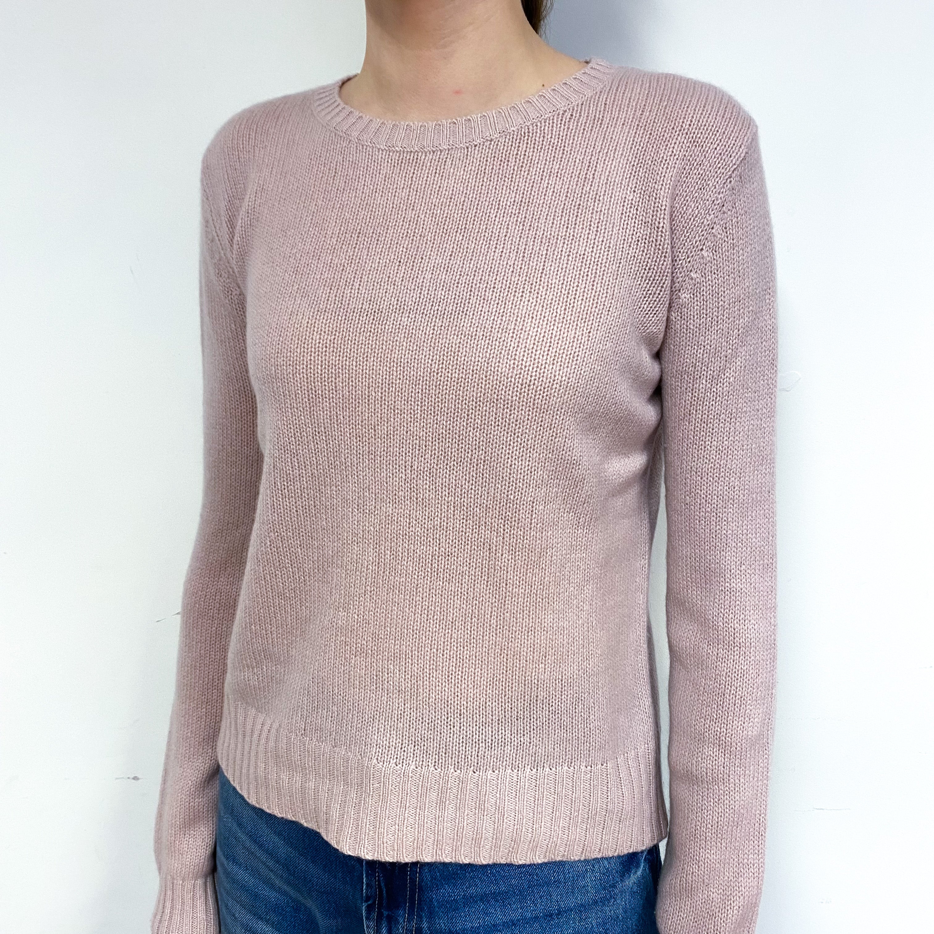 Pale Mauve Pink Cashmere Crew Neck Jumper Extra Small