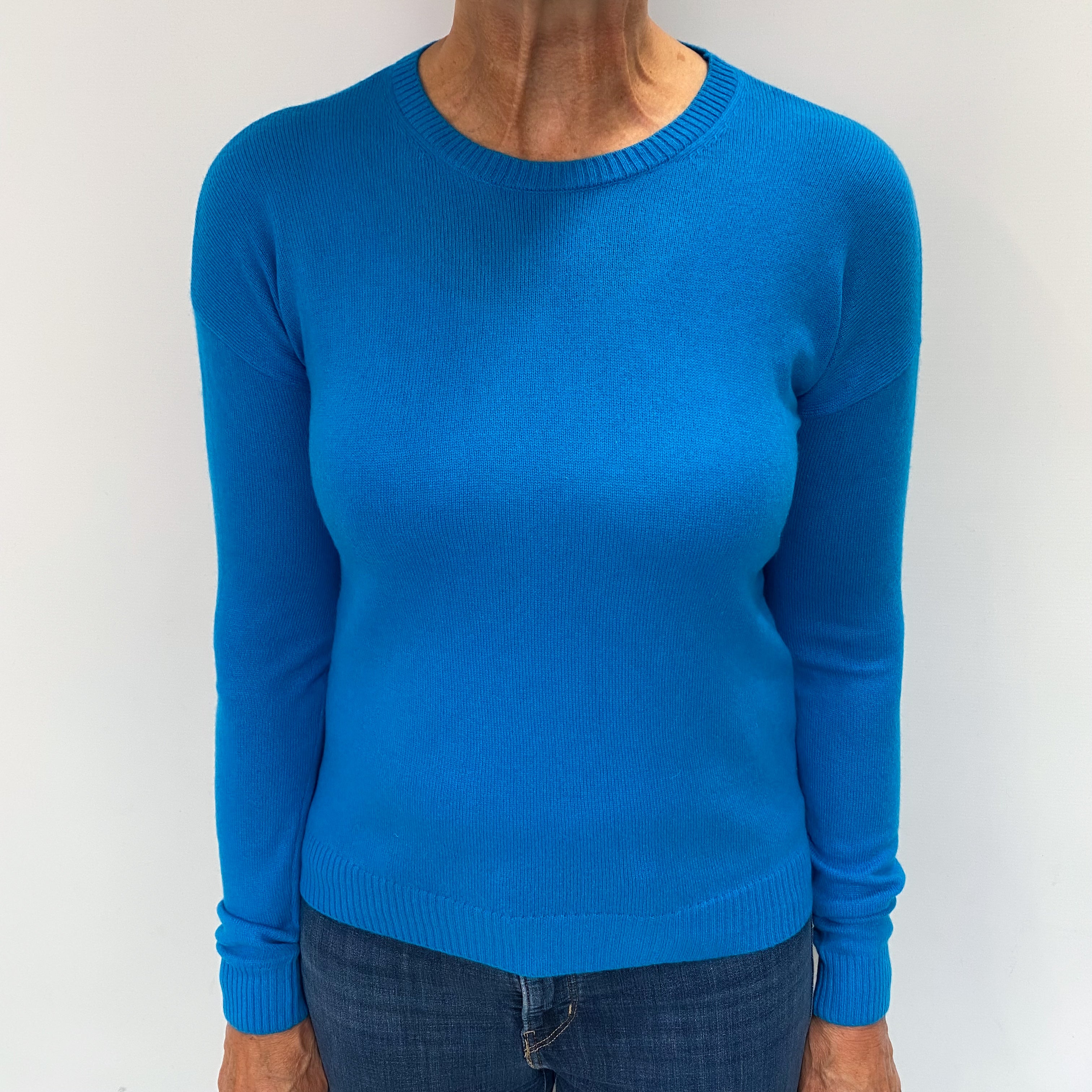 Ocean Blue Cashmere Crew Neck Jumper Medium