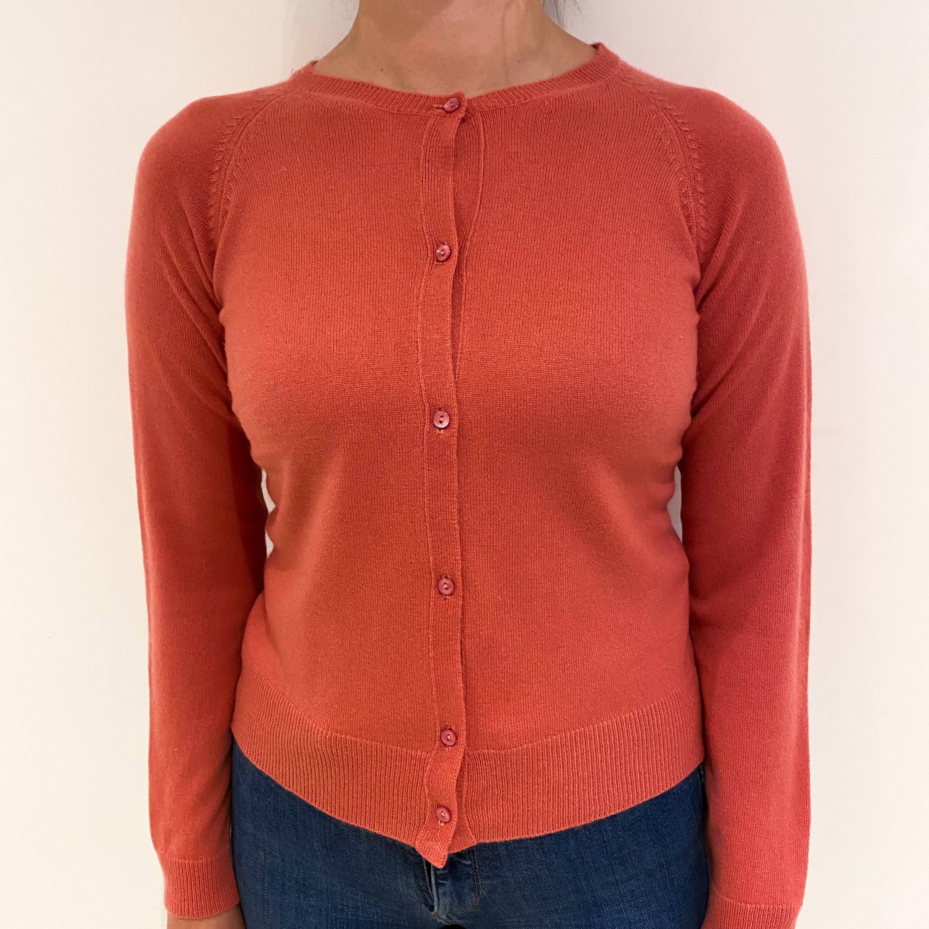 Rouge Pink Cashmere Crew Cardigan Small