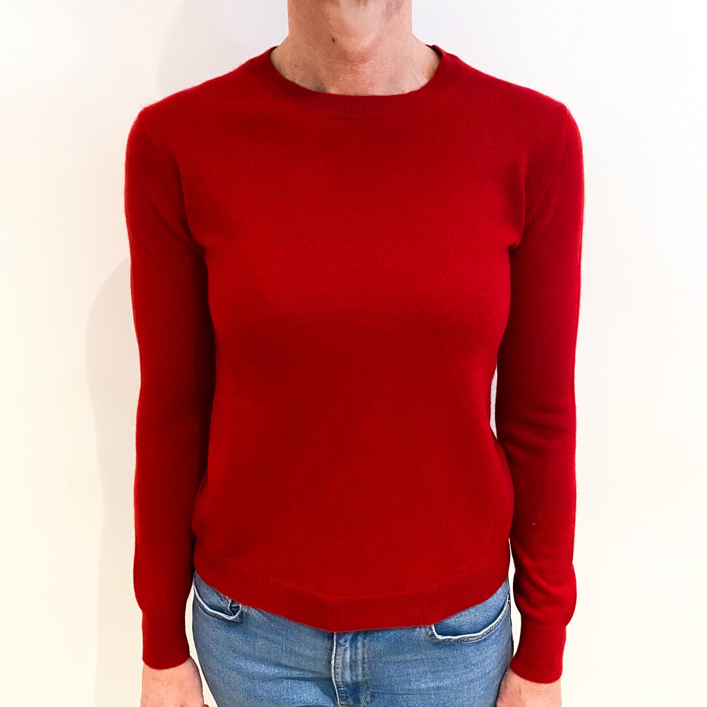 Post Box Red Cashmere Crew Neck Jumper Small