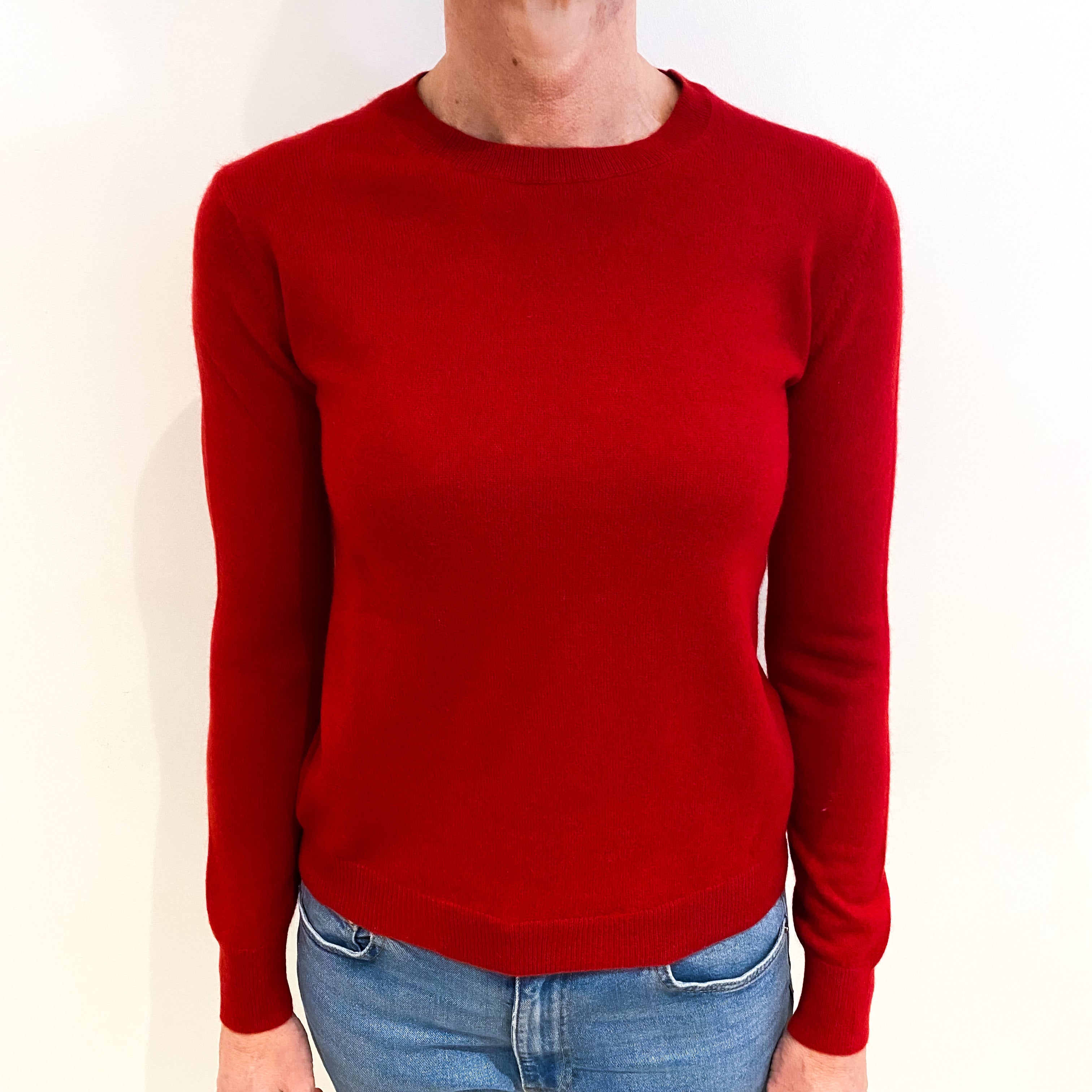 Post Box Red Cashmere Crew Neck Jumper Small