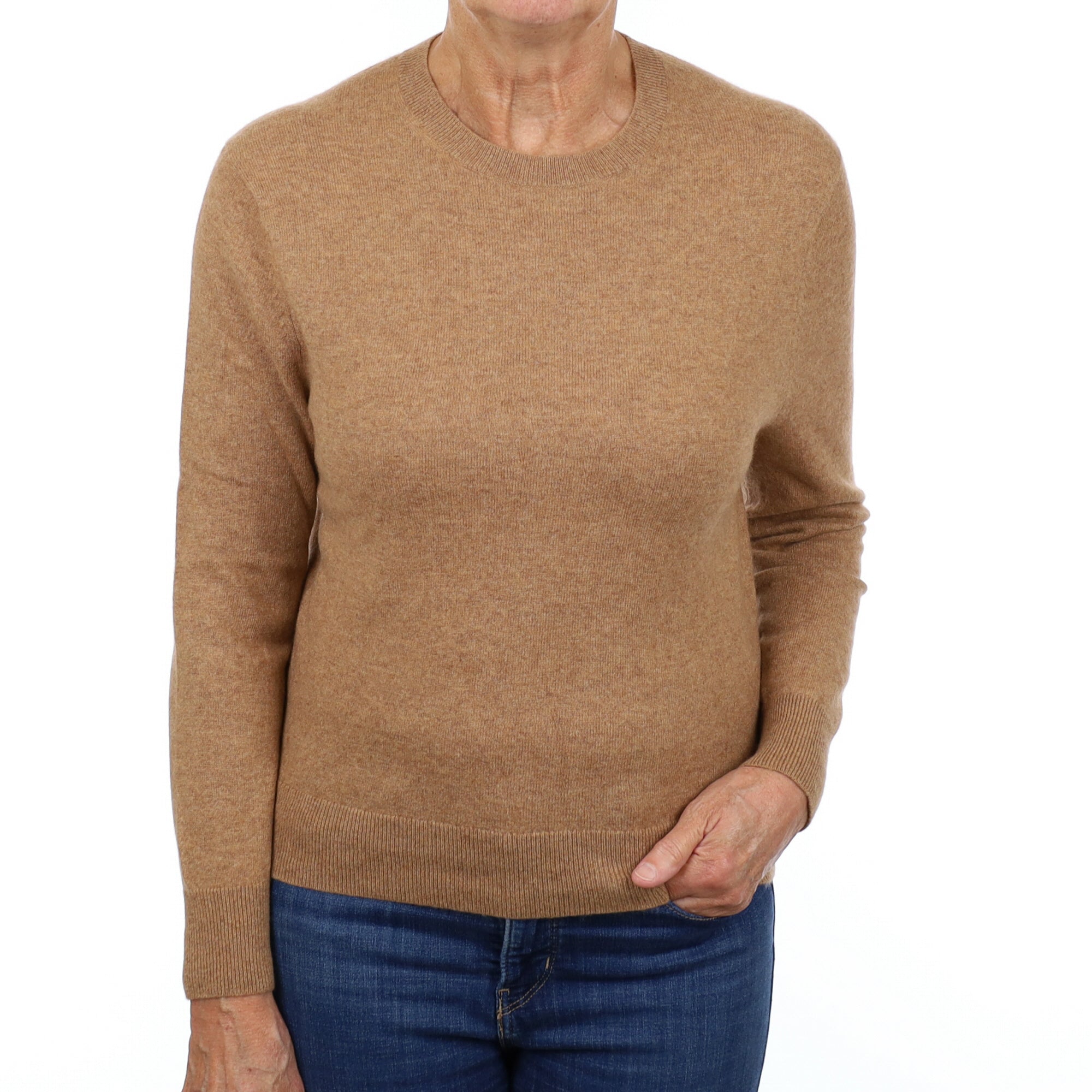 Butterscotch Brown Cashmere Crew Neck Jumper Medium