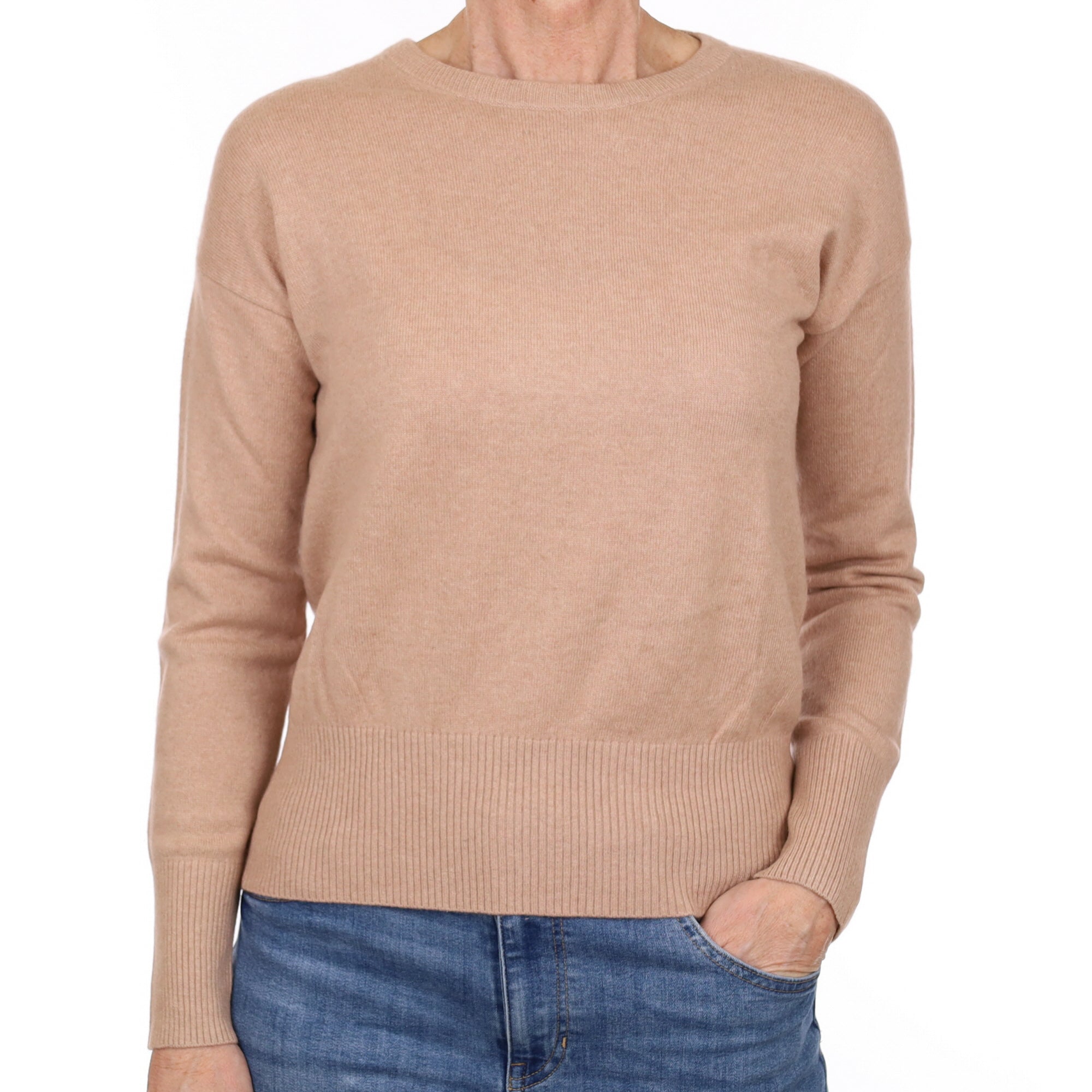 Blush Beige Cashmere Crew Neck Jumper Small