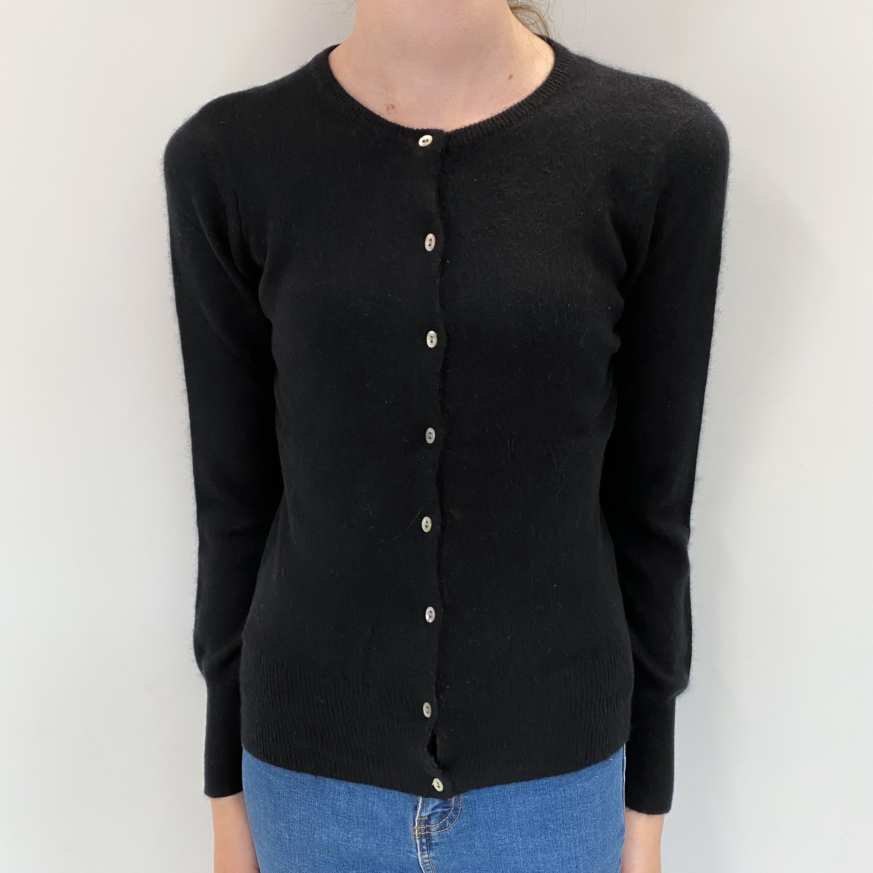 Black Cashmere Crew Cardigan Extra Small