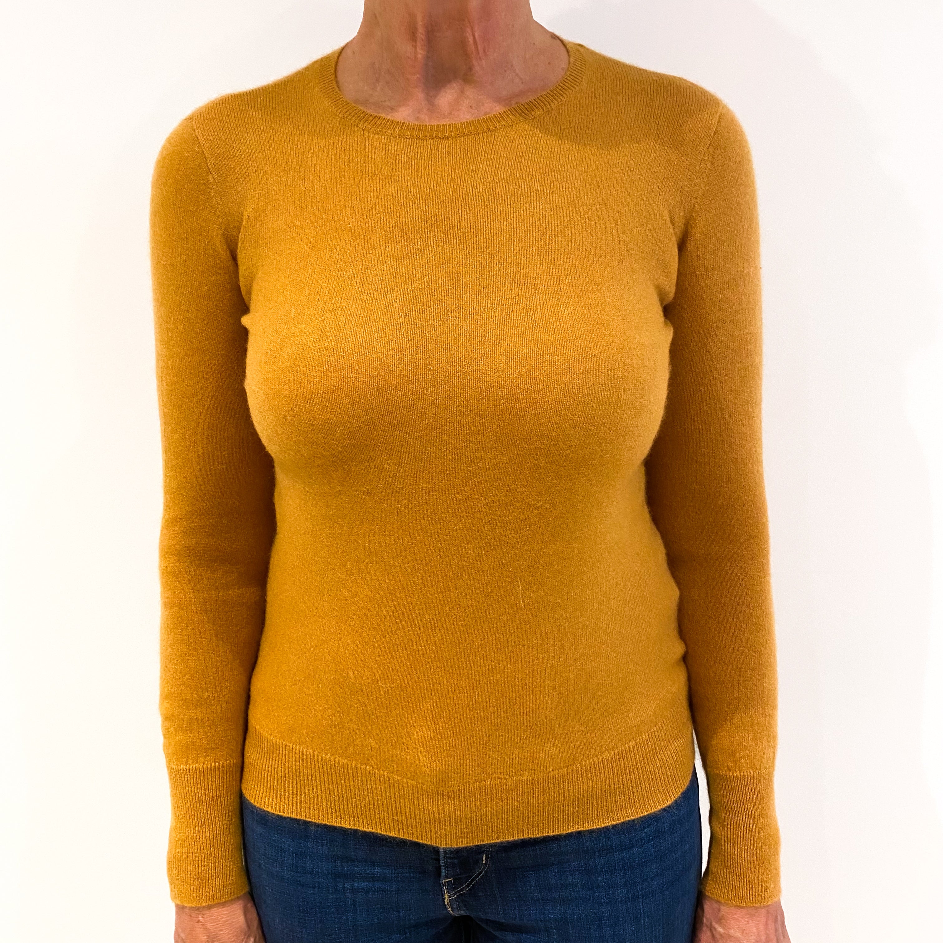 Mustard Yellow Cashmere Crew Neck Jumper Medium