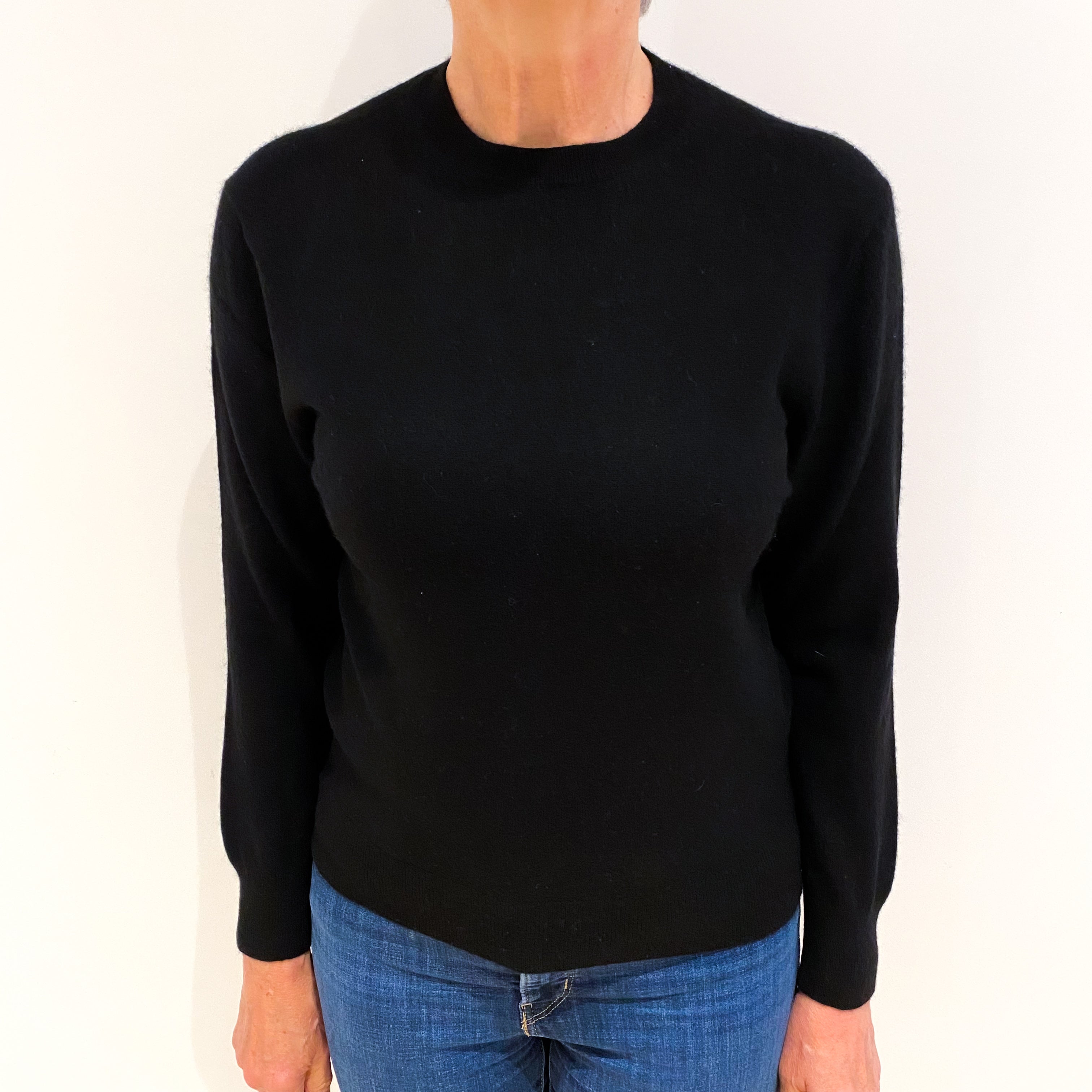 Black Cashmere Crew Neck Jumper Medium