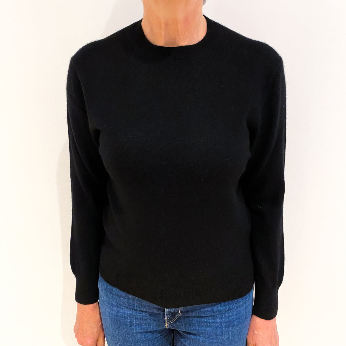 Black Cashmere Crew Neck Jumper Medium