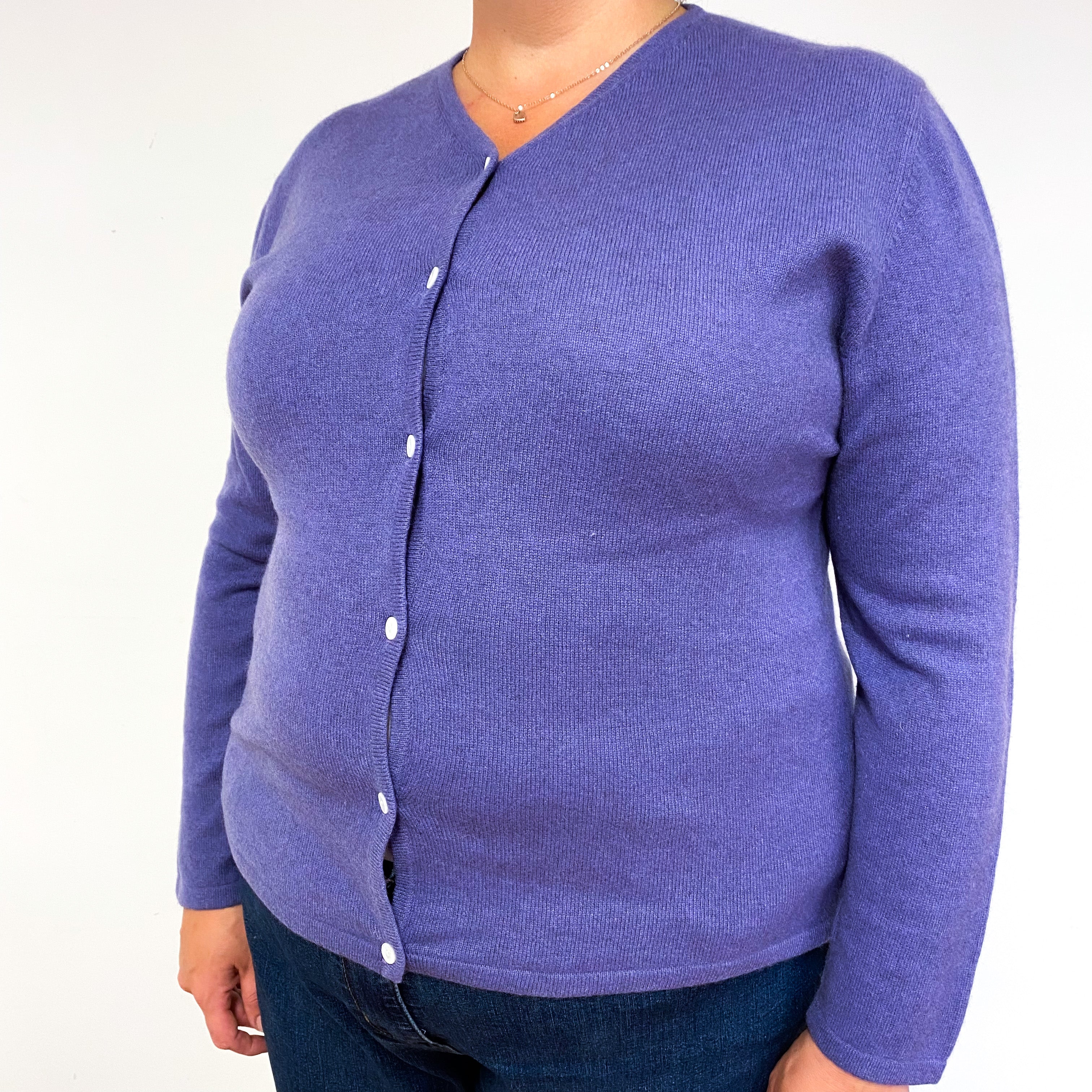 Amethyst Purple Cashmere V-Neck Cardigan Extra Large