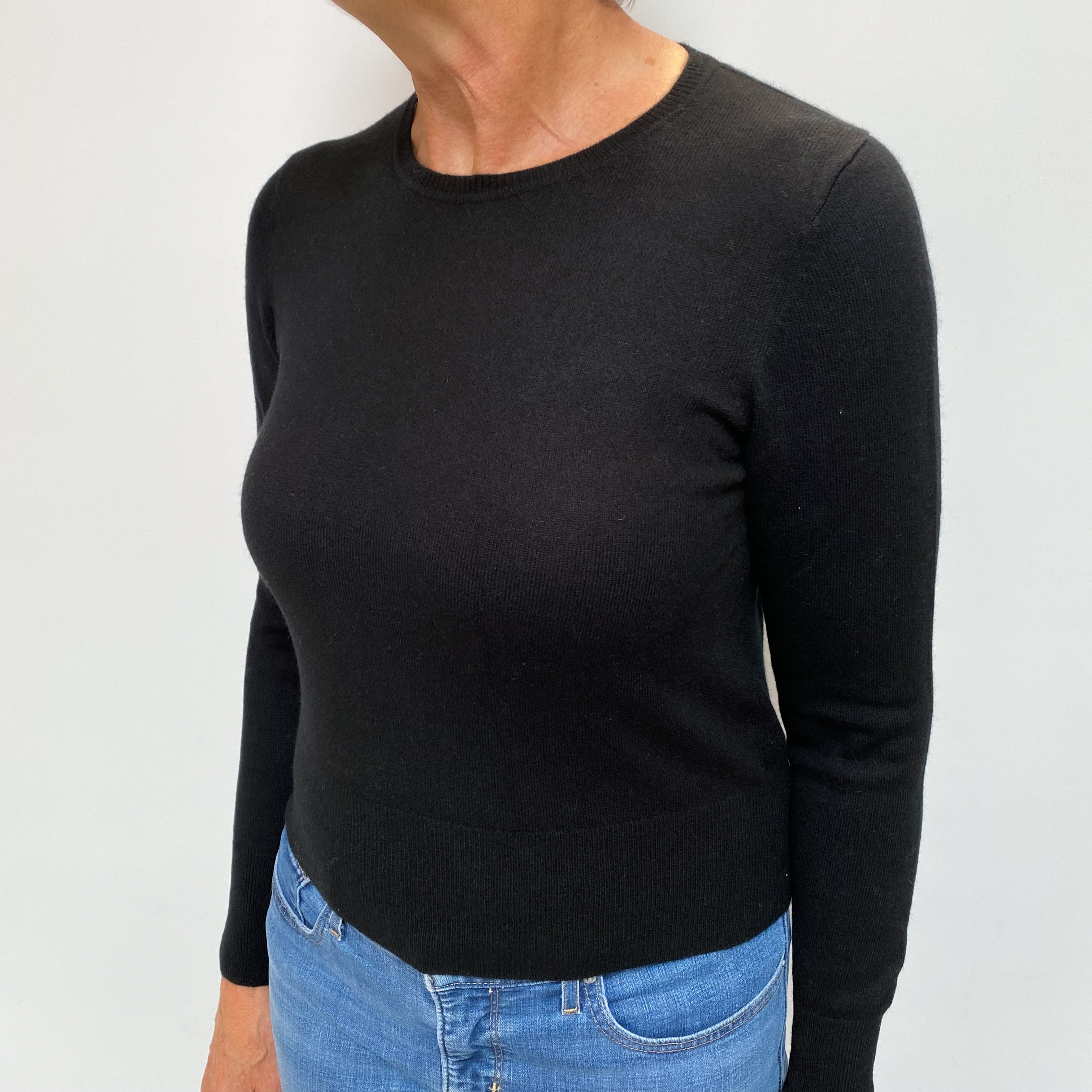 Black Cashmere Crew Neck Jumper Medium