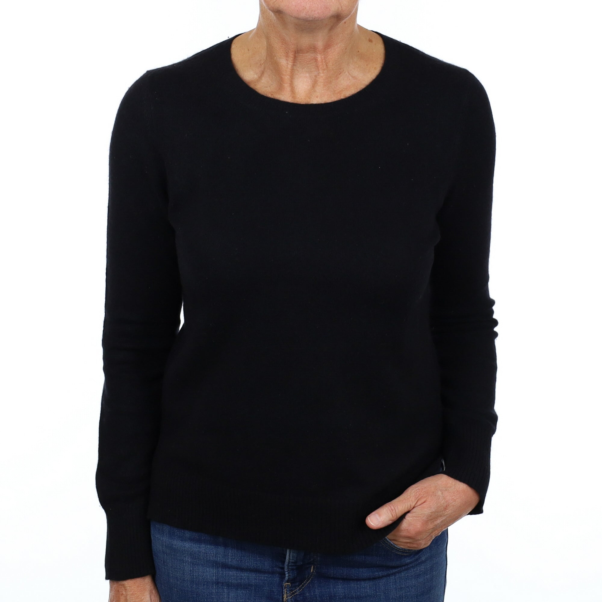 Black Cashmere Crew Neck Jumper Medium