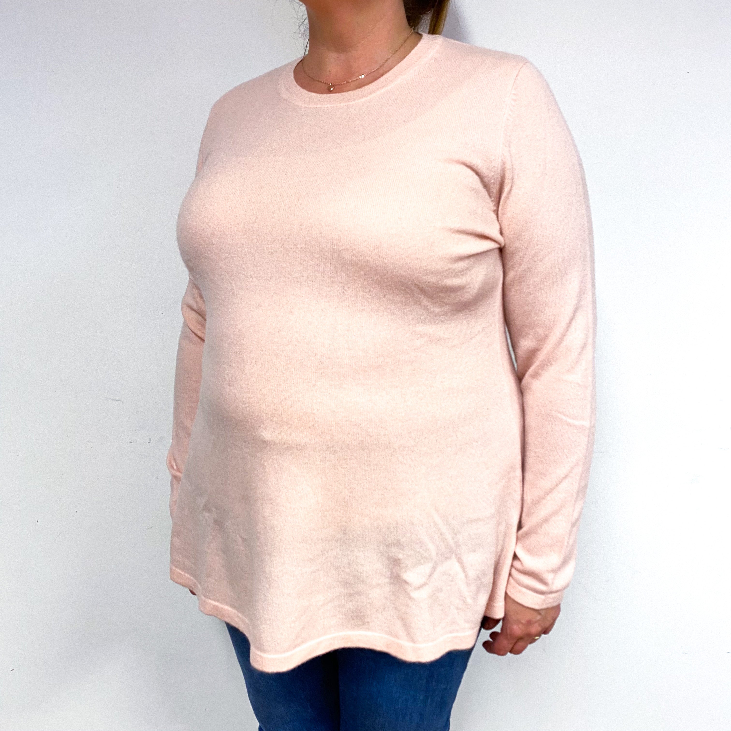 Shell Pink Cashmere Crew Neck Tunic Jumper Extra Large
