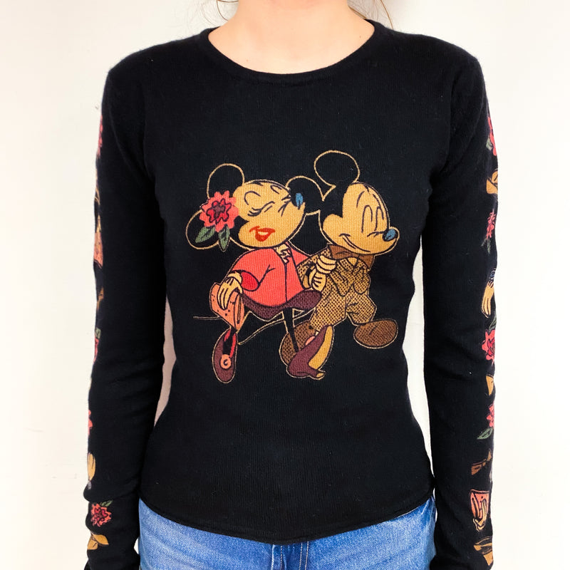 Black Mickey/Minnie Mouse Cashmere Crew Neck Jumper Extra Small