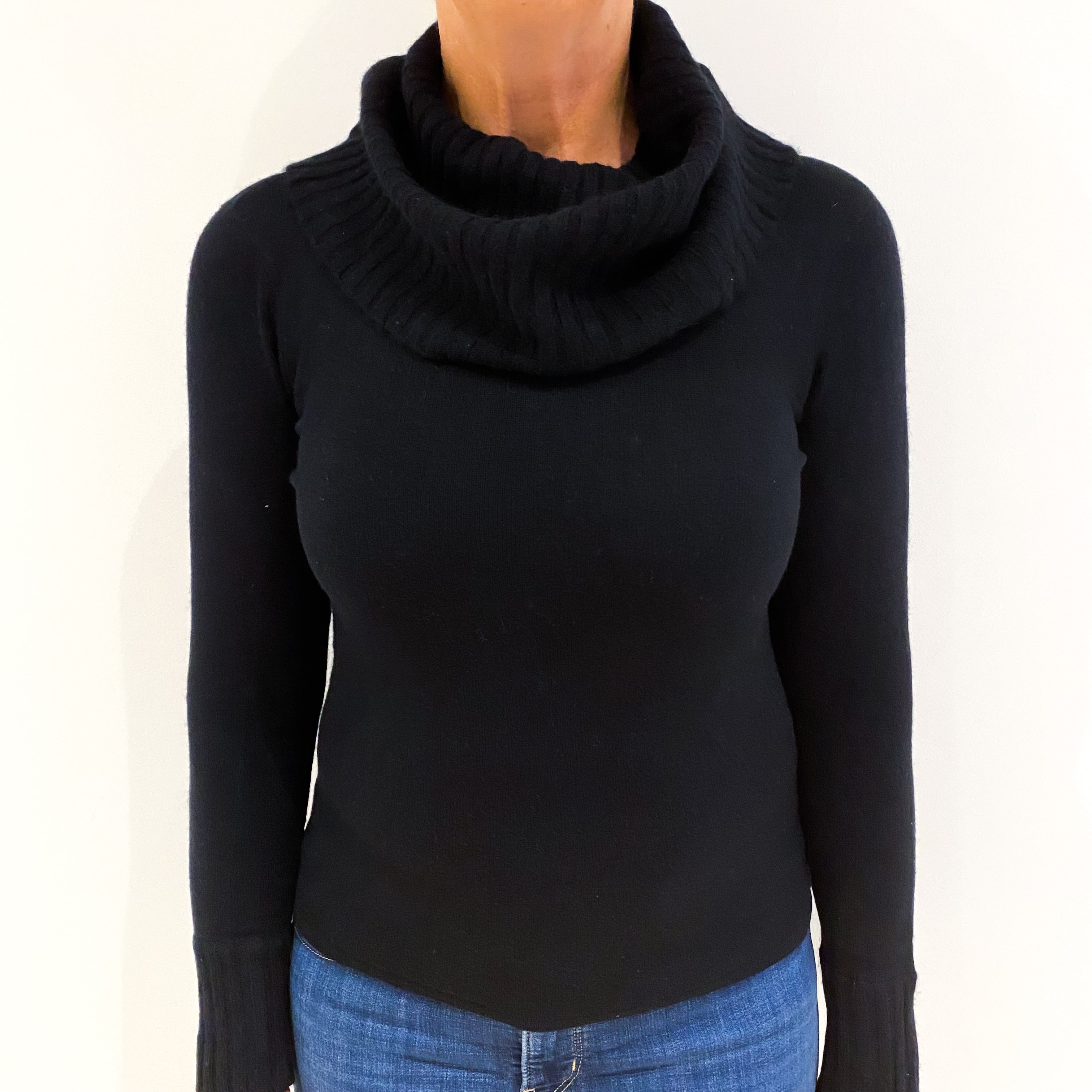 Black Cashmere Cowl Neck Jumper Medium
