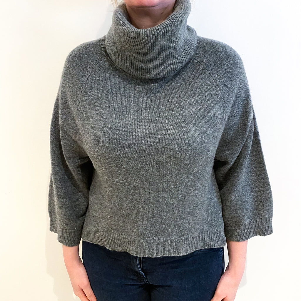 Slate Grey Cashmere Cowl Neck Jumper Large