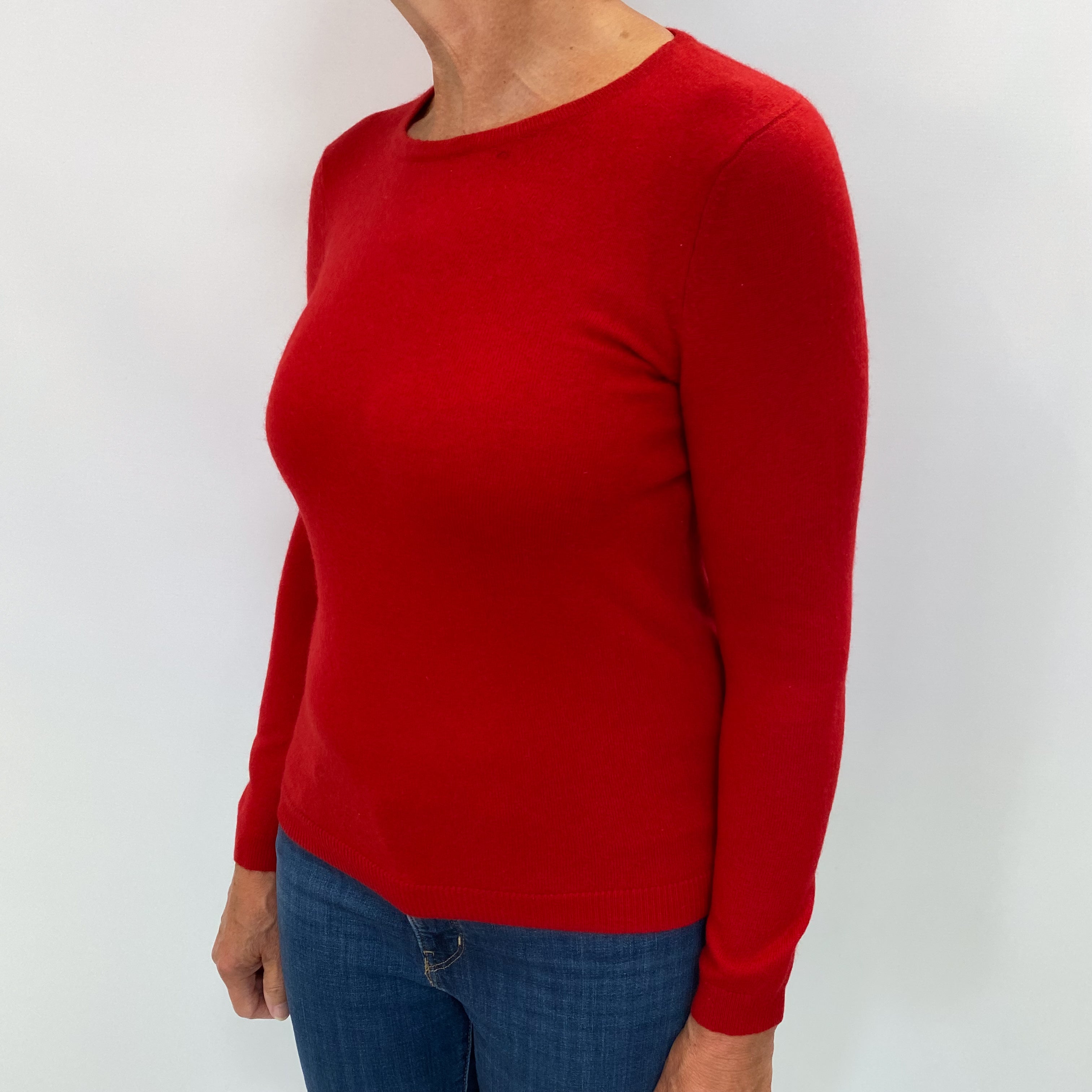 Post Box Red Cashmere Crew Neck Jumper Medium