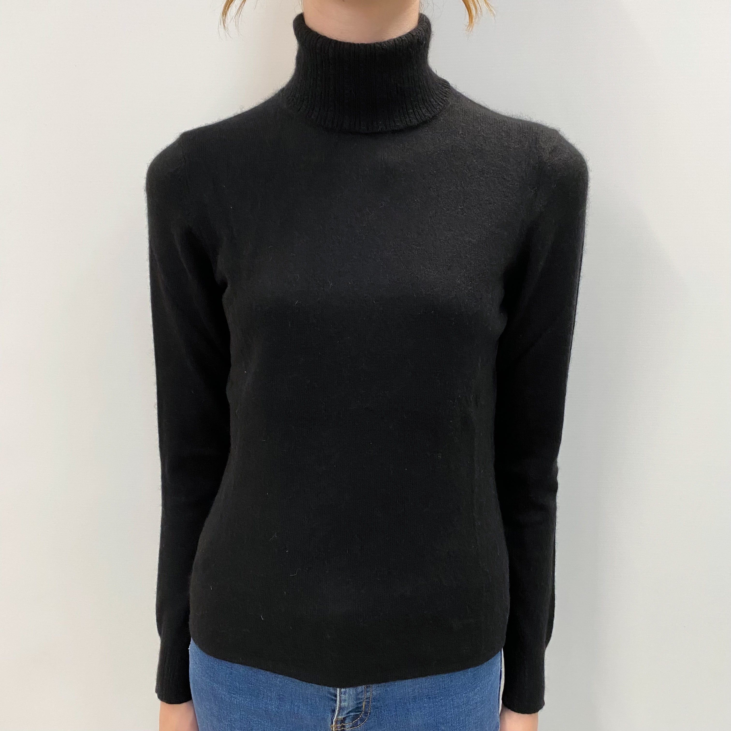 Black Cashmere Polo Neck Jumper Extra Small